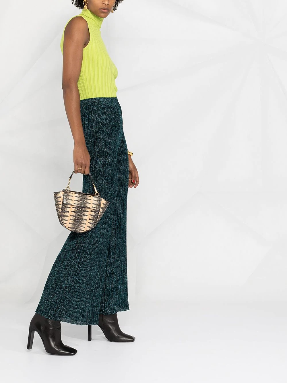 metallic pinstripe wide leg - 6