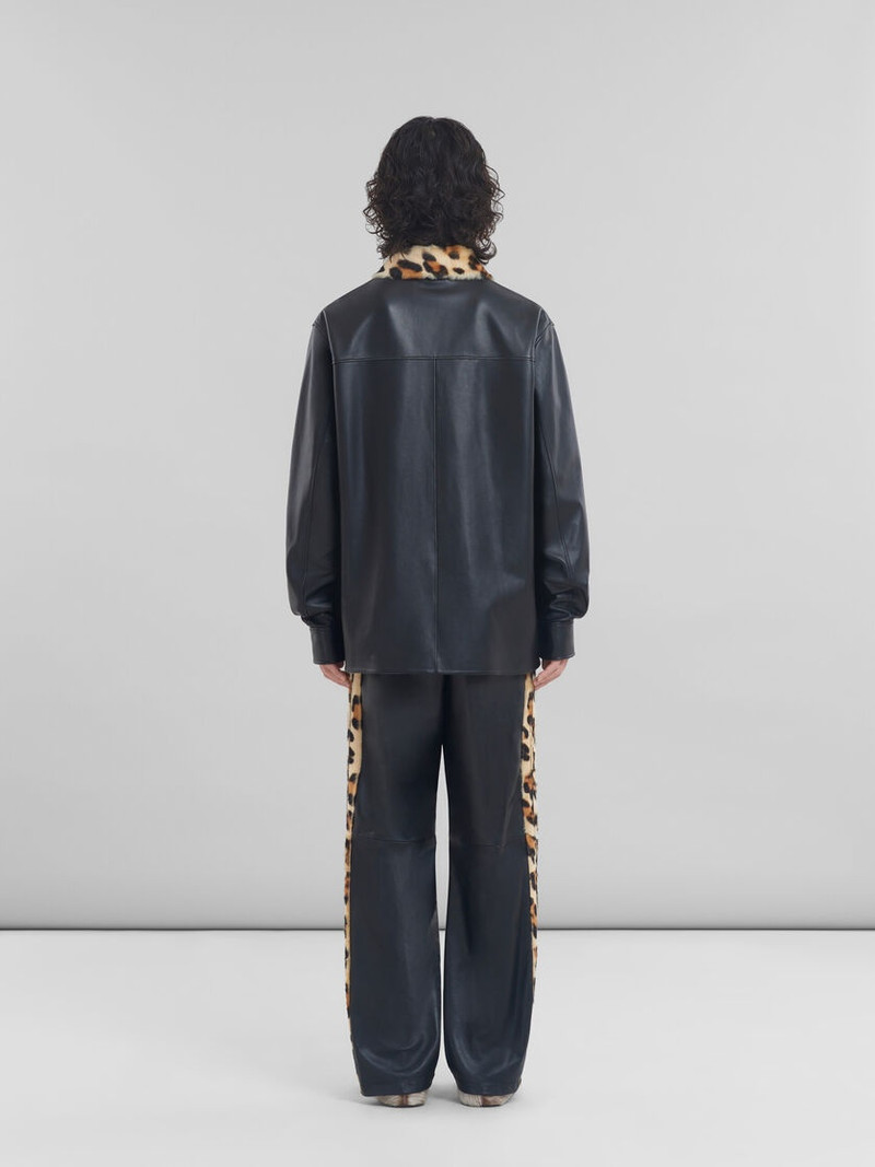 NAPPA LEATHER SHIRT WITH ANIMALIER SHEARLING COLLAR 3