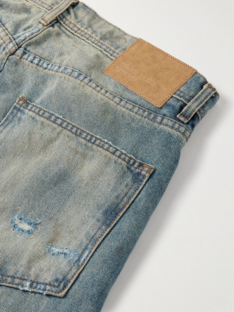 Slim-Fit Straight-Leg Distressed Jeans Blue 5