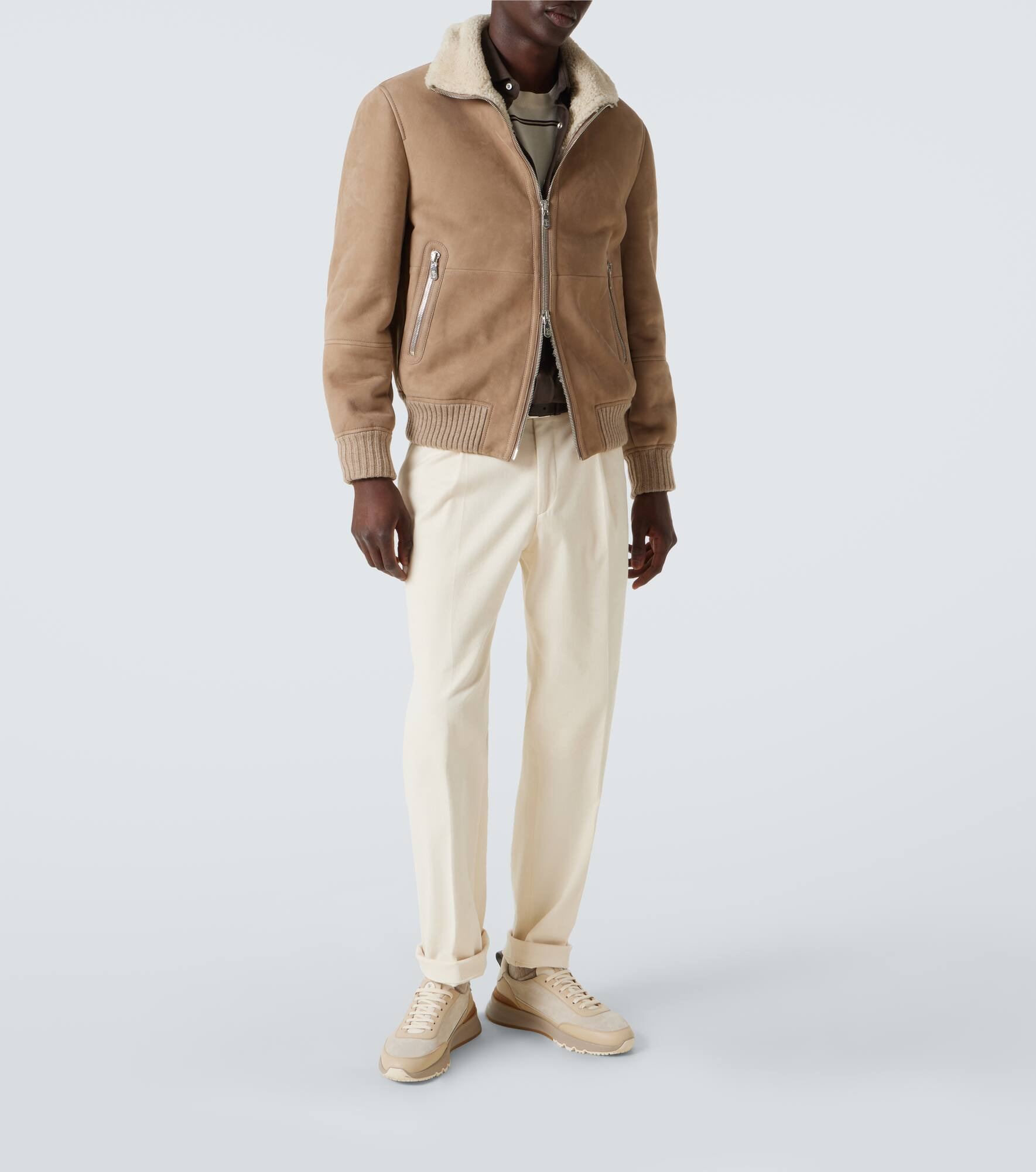 Leather-trimmed suede sneakers - 2