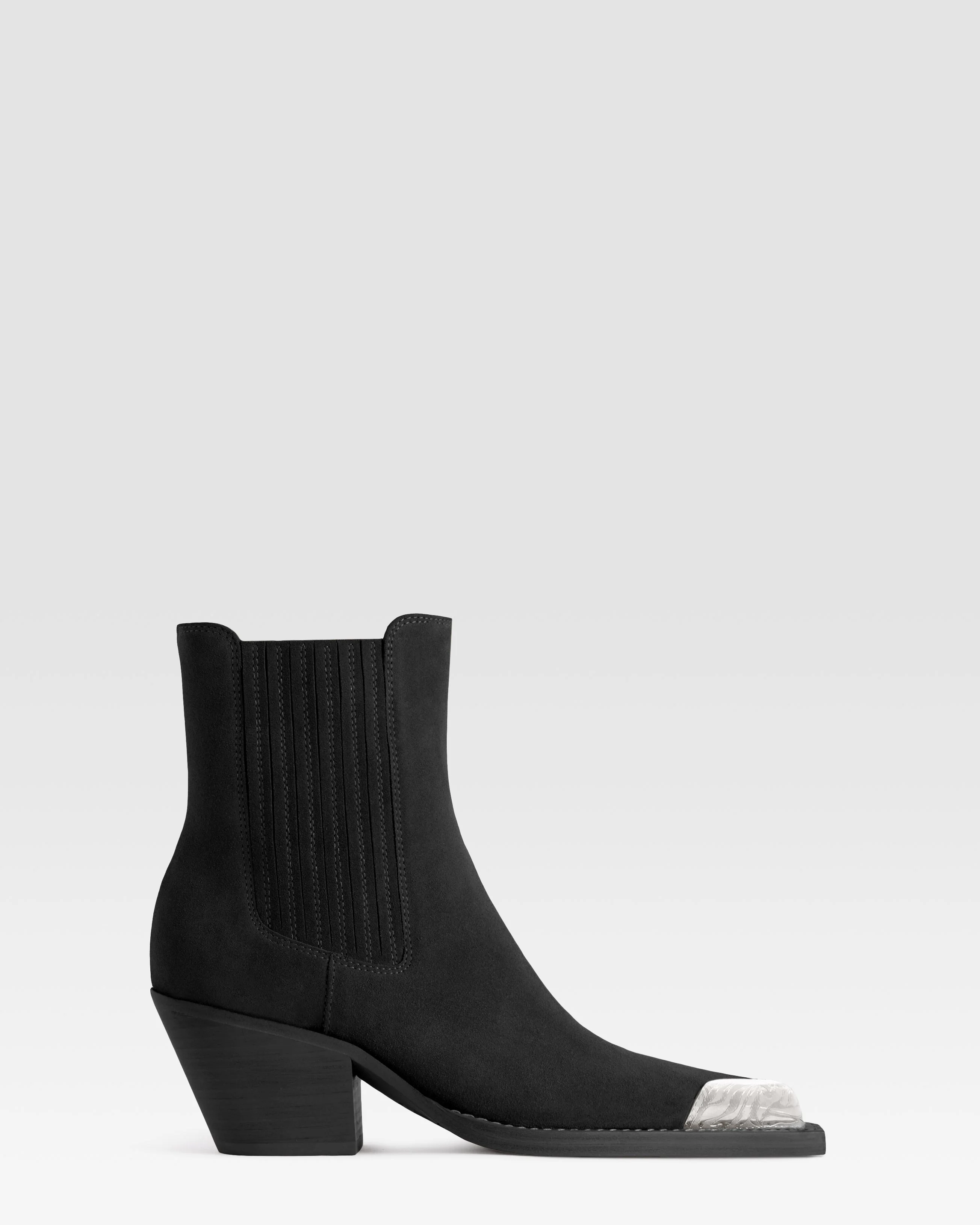 SUEDE WESTERN ANKLE BOOT WITH METAL TOE CAP - 1