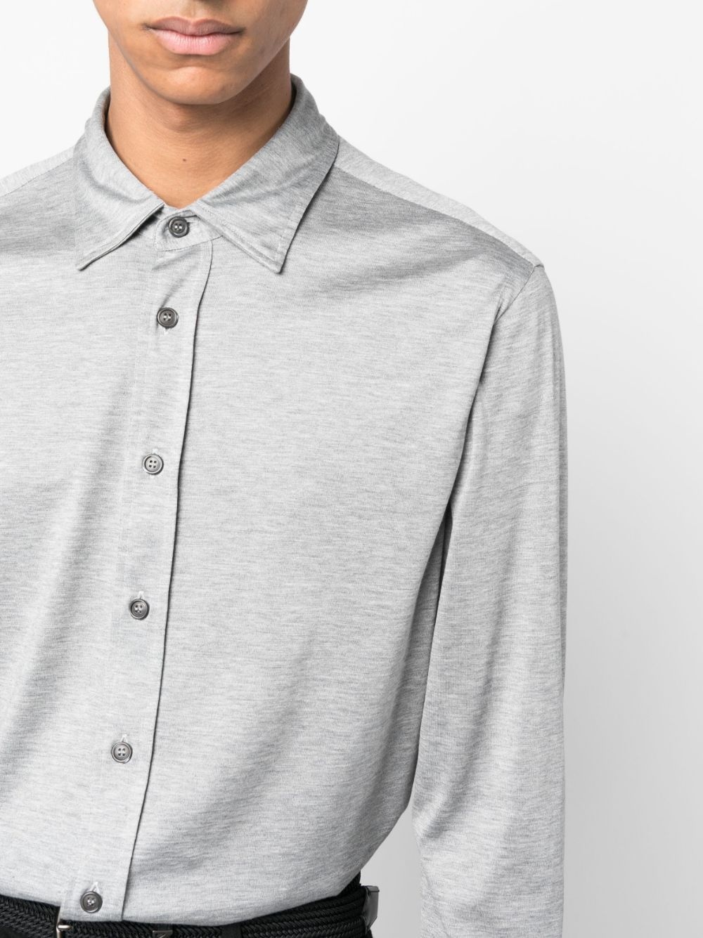 mélange-effect button shirt - 5