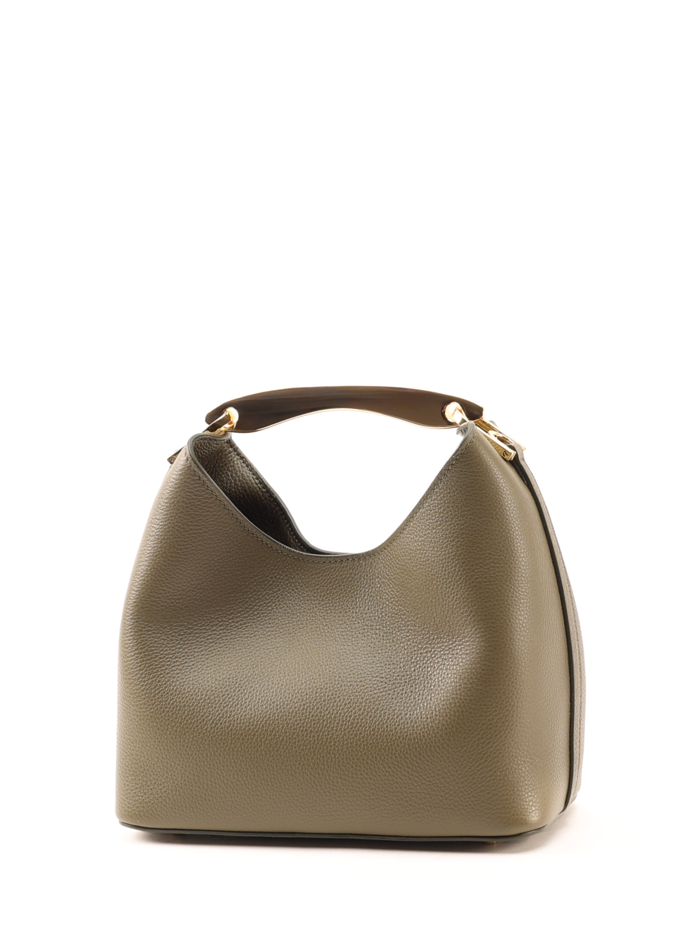Small Boomerang Pebbled Leather Khaki - 2