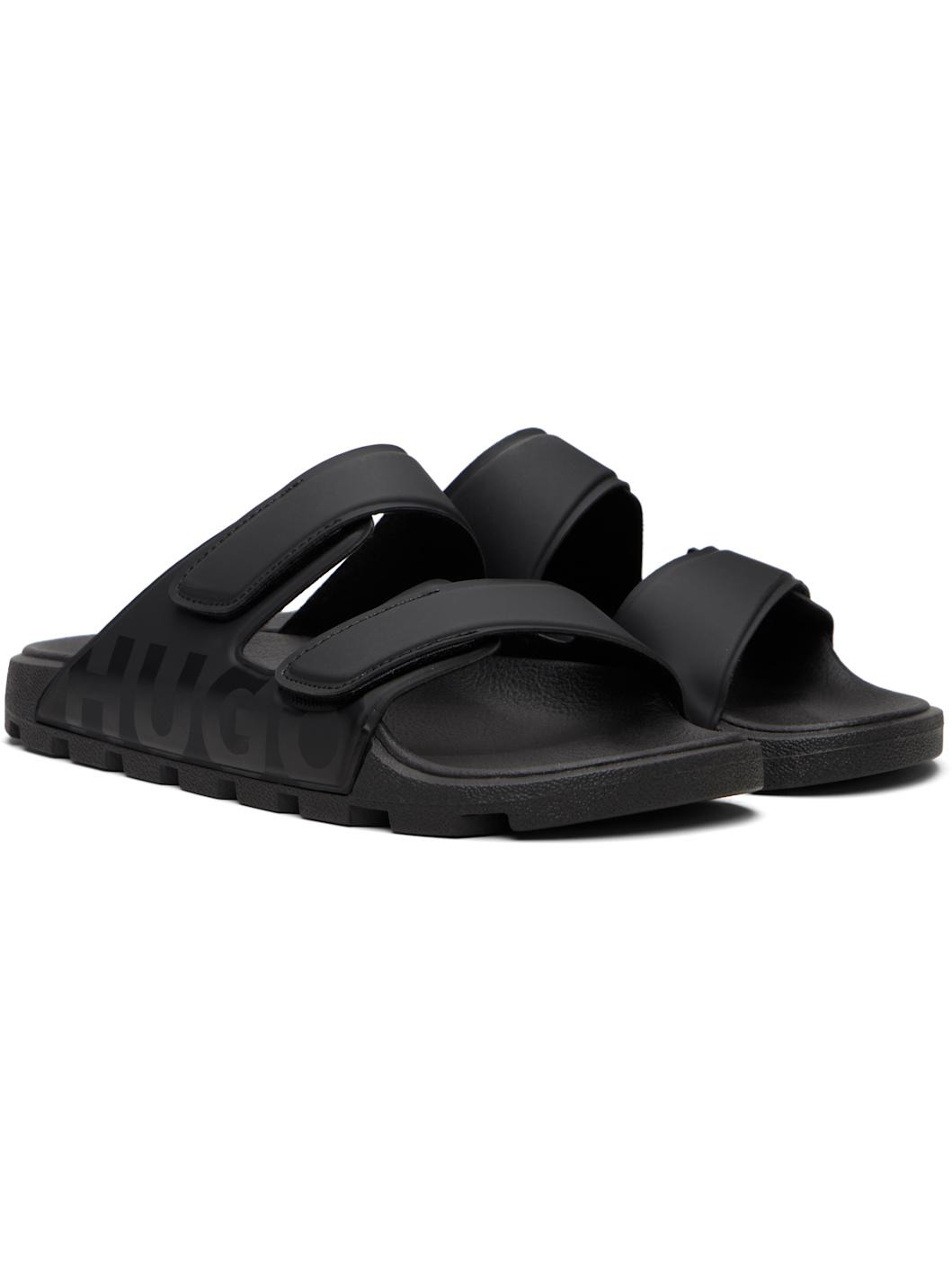 Black Logo Double Touch Sandals - 4