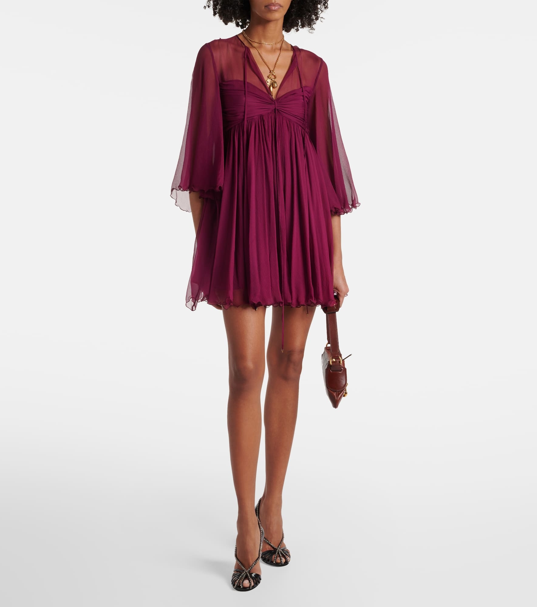 Sheer ruched silk minidress - 2