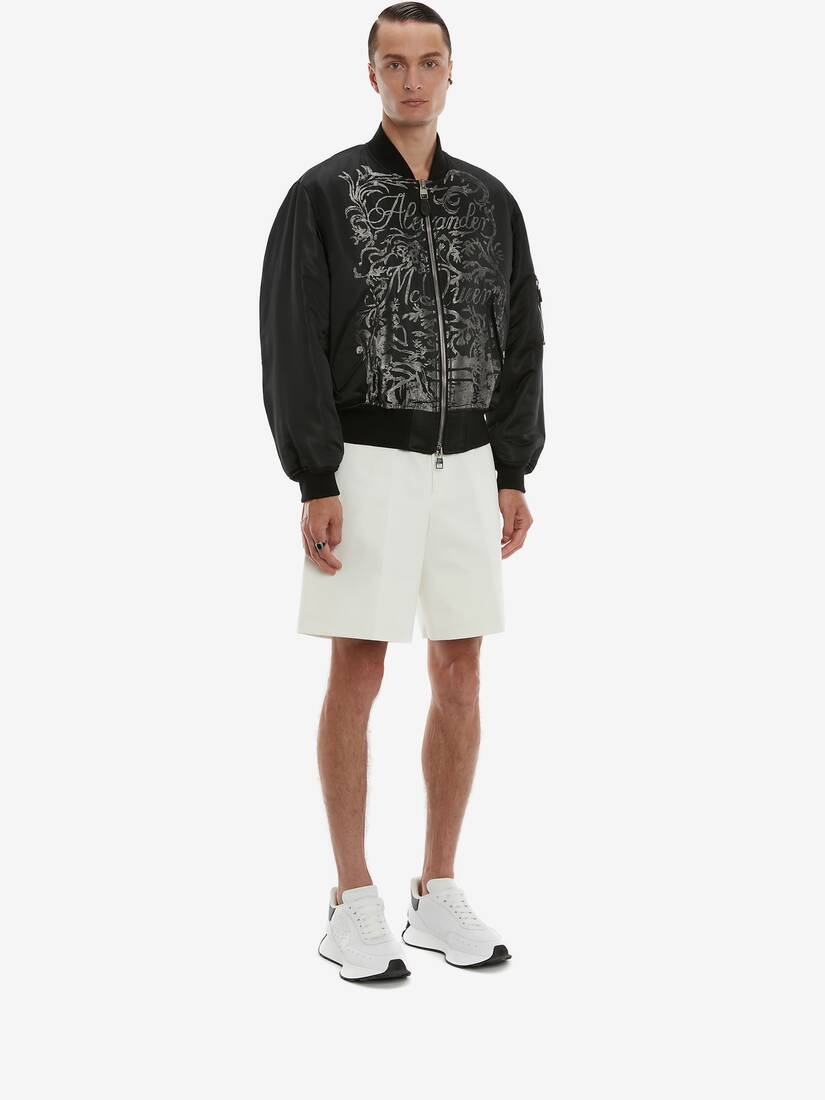 Blake Illustration Bomber Jacket in Black/ivory - 3