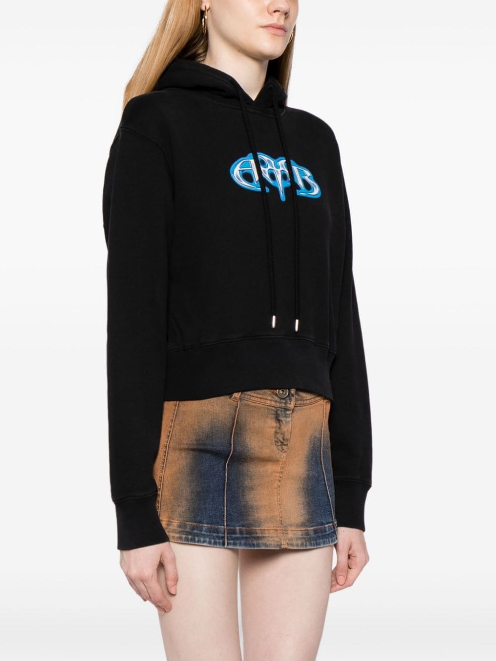 logo-print cotton hoodie - 3