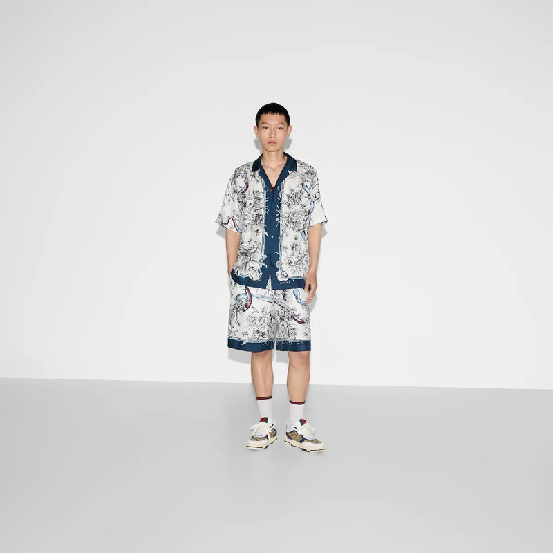 GUCCI Printed silk shorts outlook