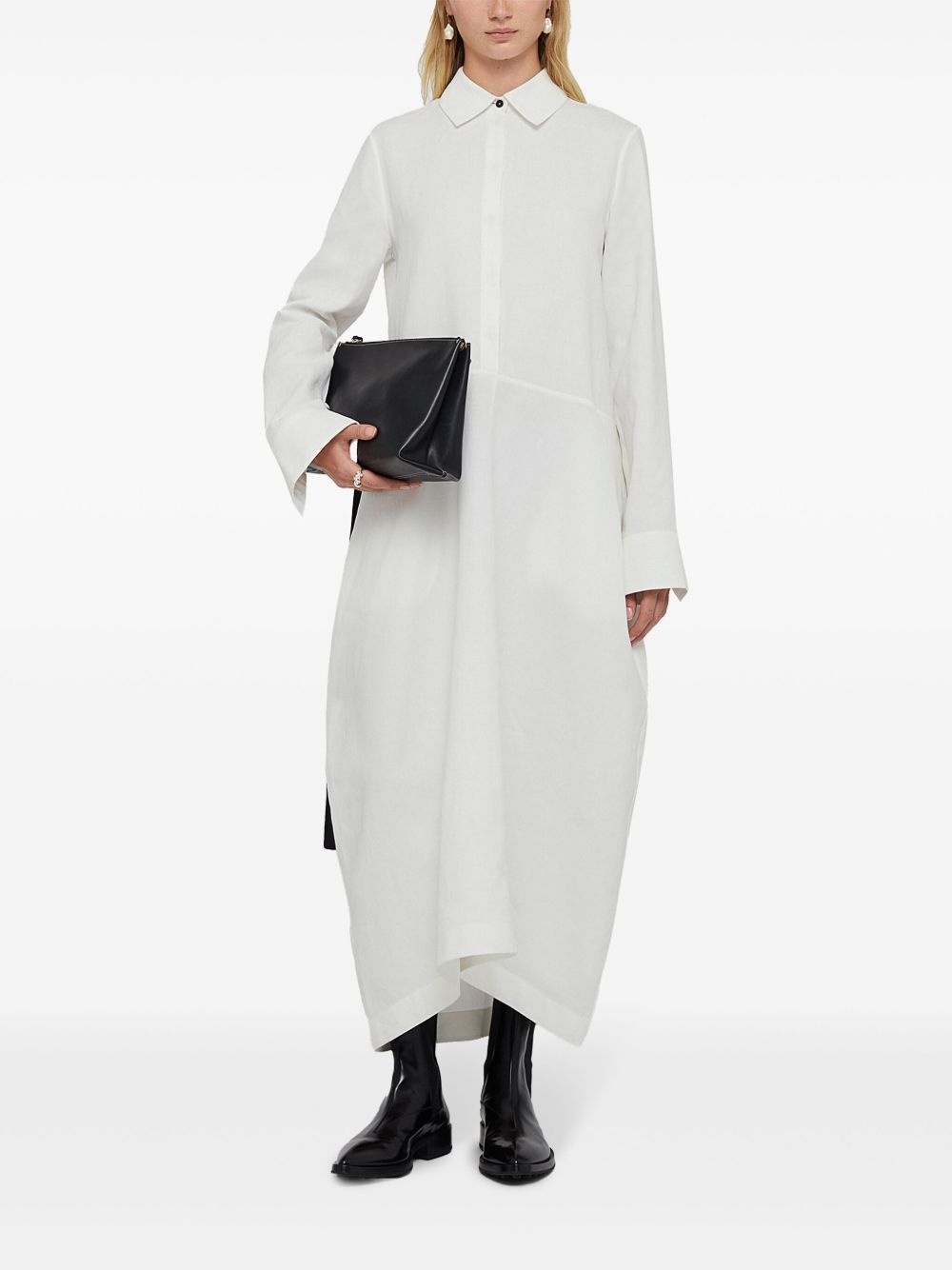 linen long-sleeve shirt dress - 2