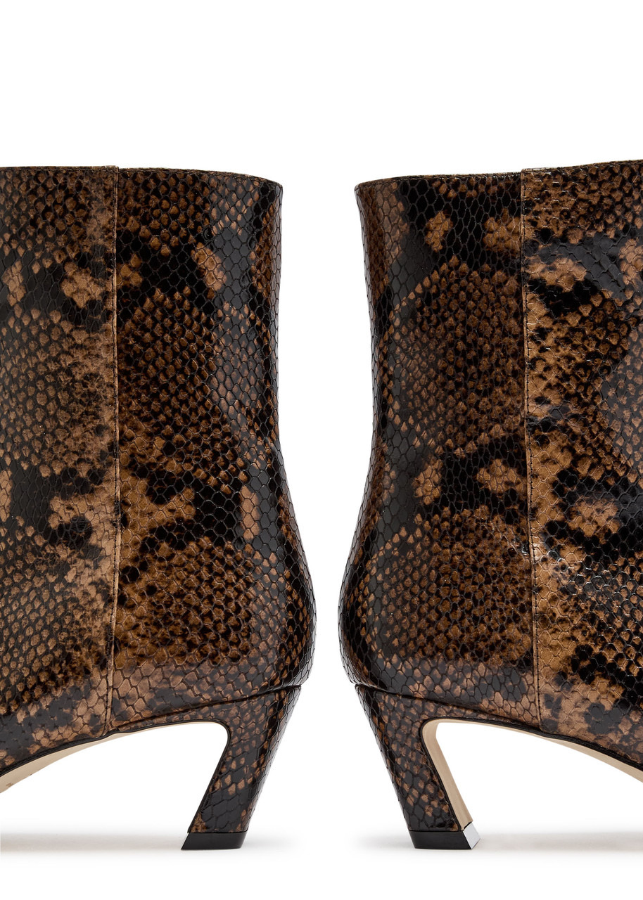 Stuart Weitzman Stassi 50 Snake-effect Leather Ankle Boots - 4