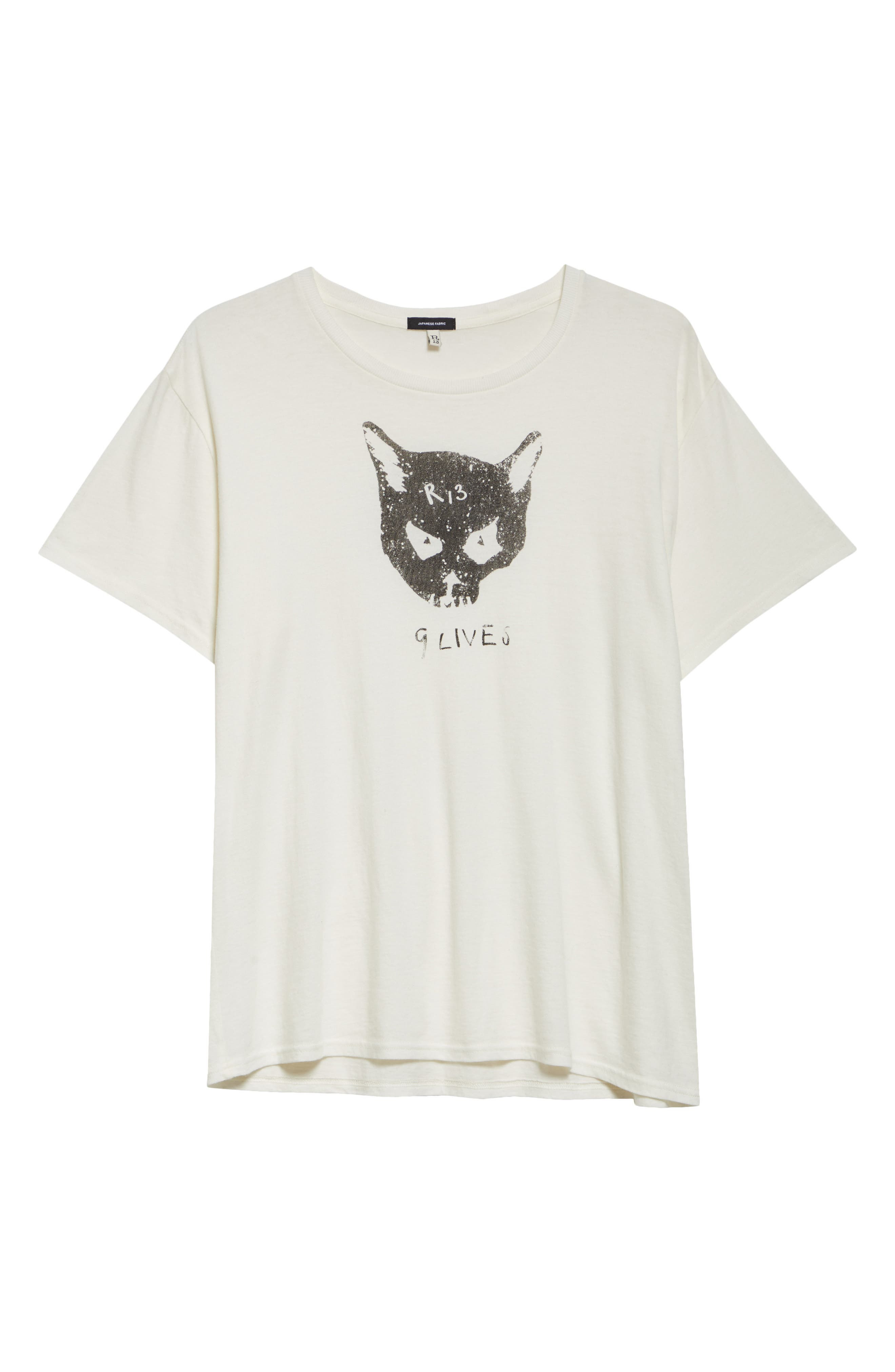 R13 9 Lives Cotton & Cashmere Graphic T-Shirt in Ecru at Nordstrom - 6