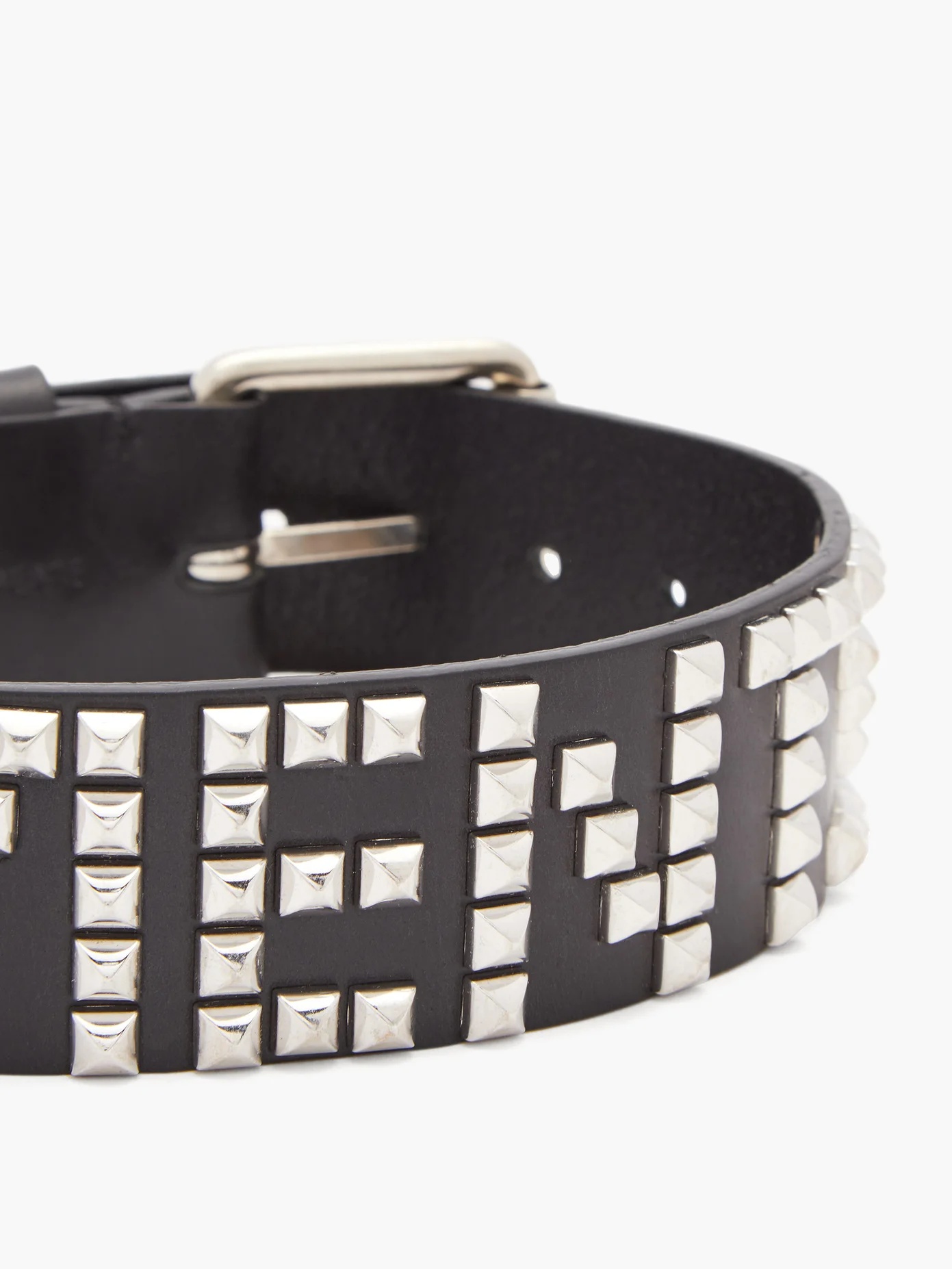 Studded-logo leather choker - 5