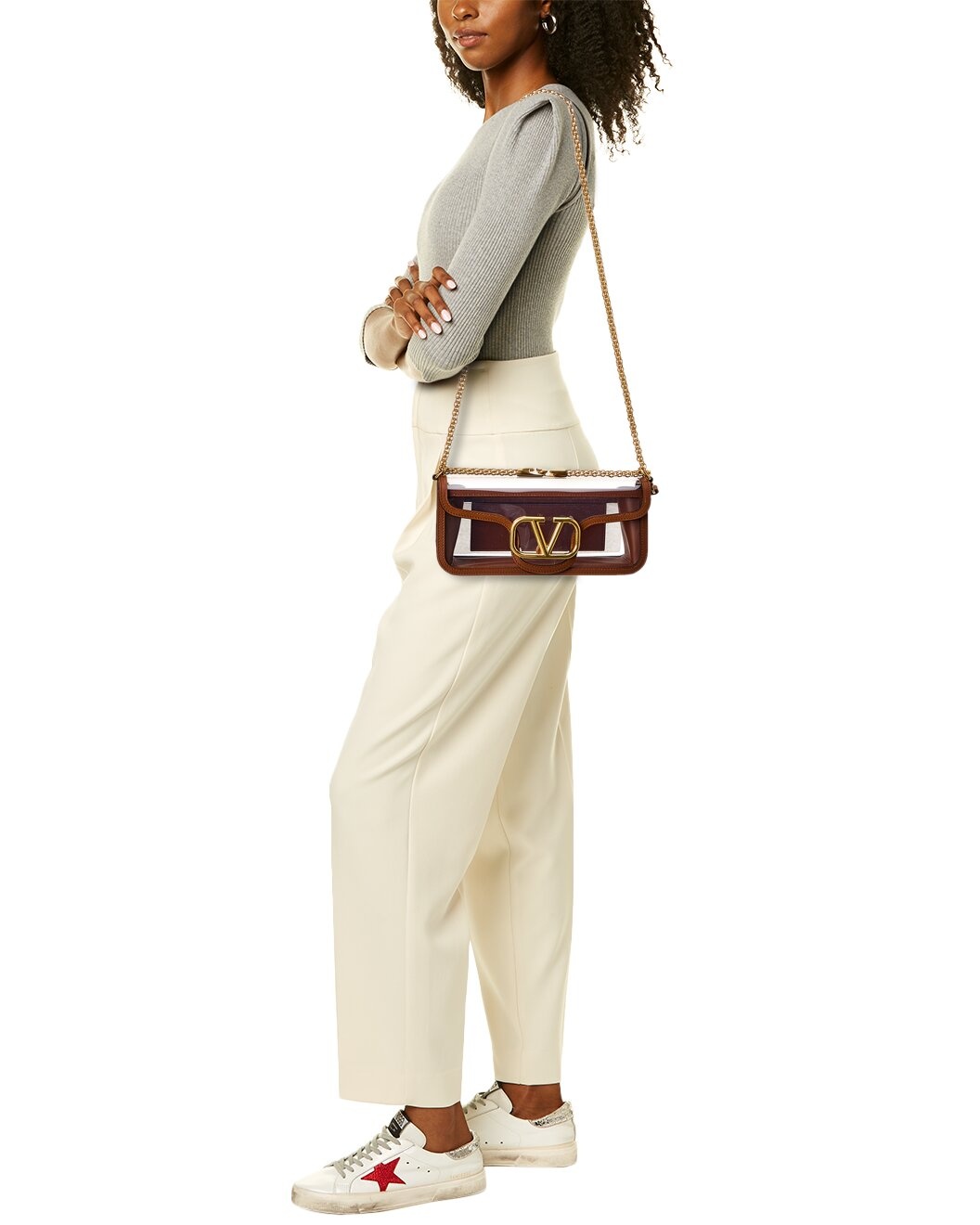 Valentino VLogo Loco Leather & Vinyl Shoulder Bag - 4