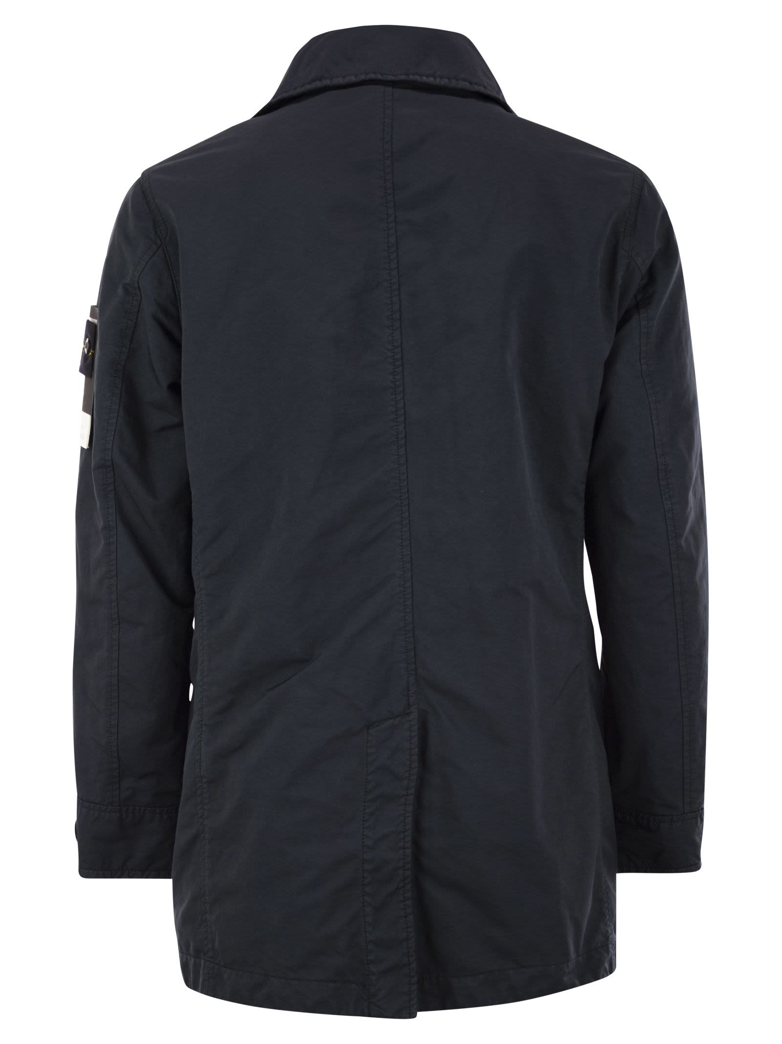 Stone Island Men Short Trench Coat With Anti-Drip Treatment - 2