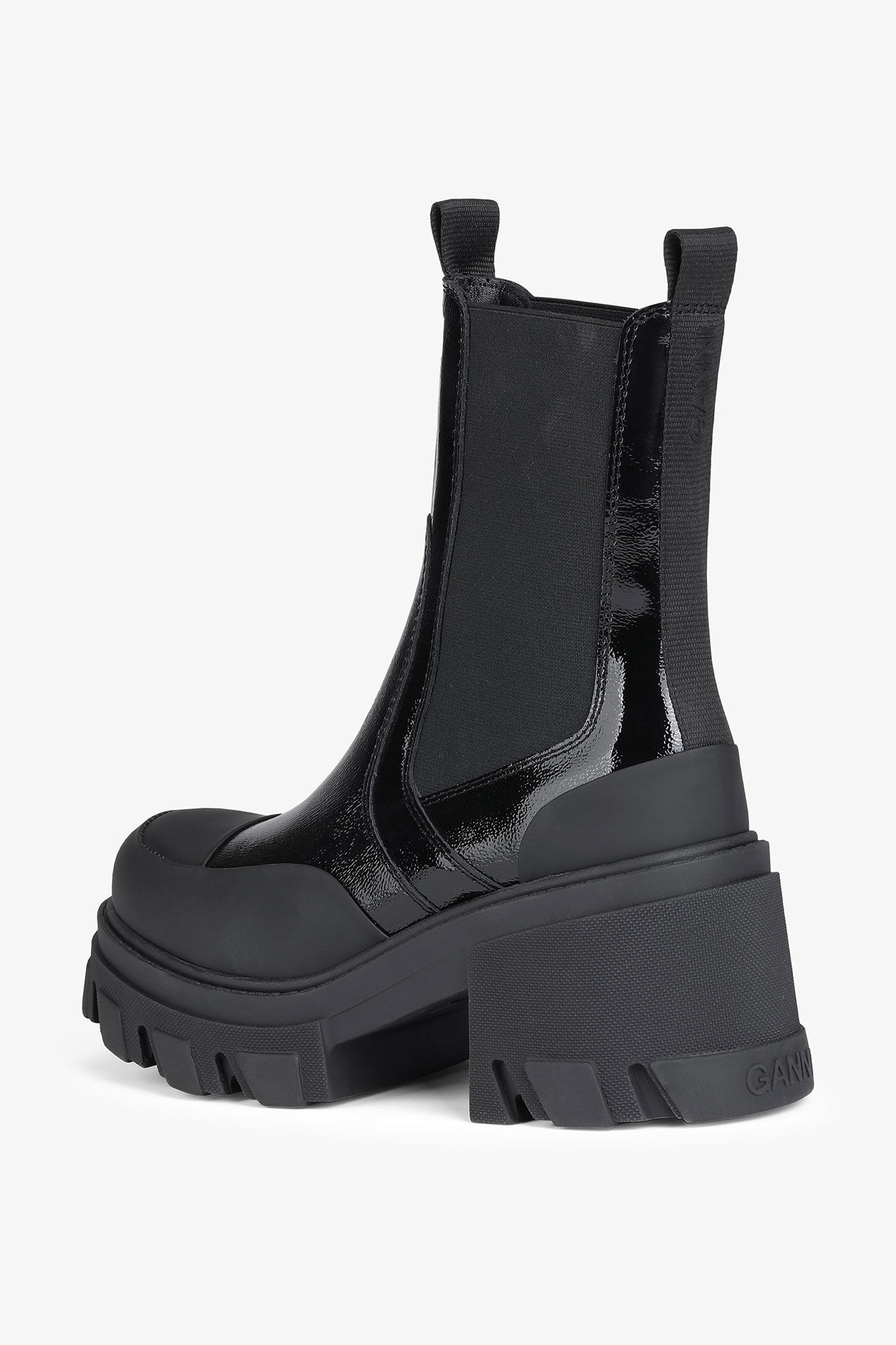 BLACK CLEATED HEELED MID CHELSEA BOOTS - 2