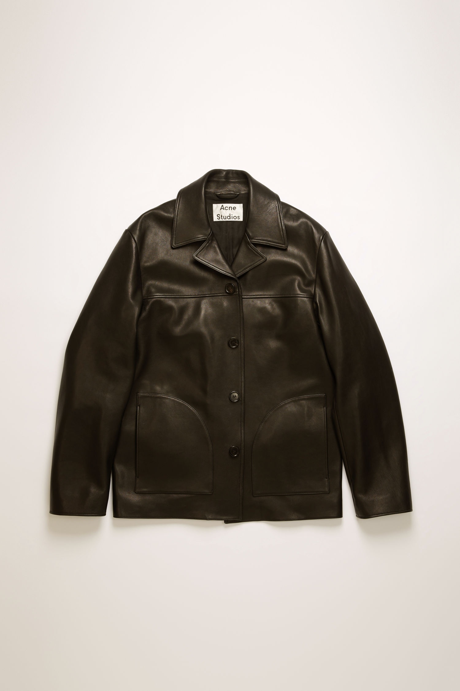 Leather shirt jacket black - 1