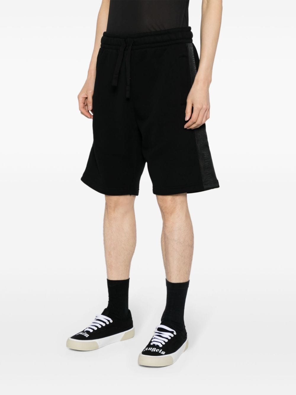 logo-tape cotton track shorts - 3