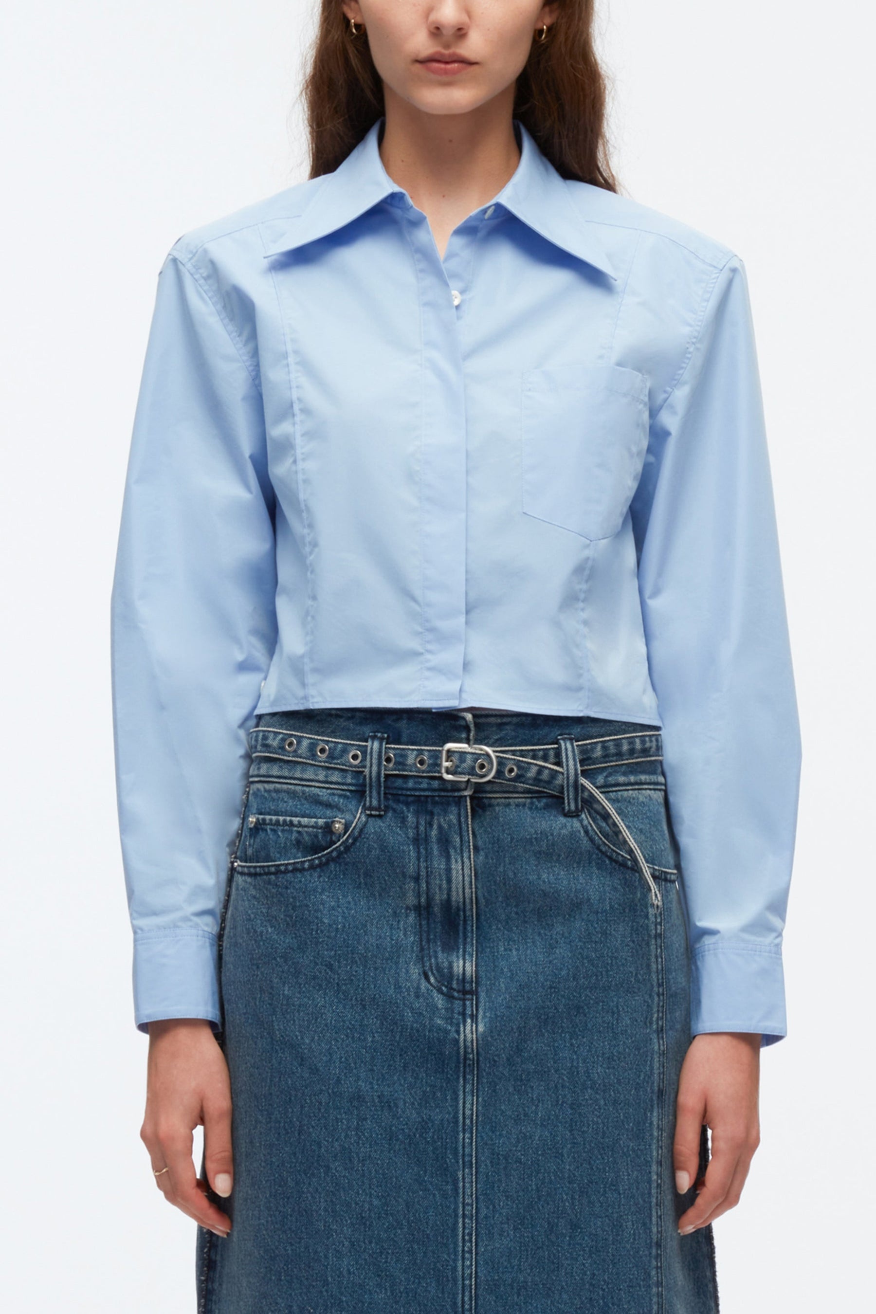 Cropped Shirt With Shoulder Pads - 2