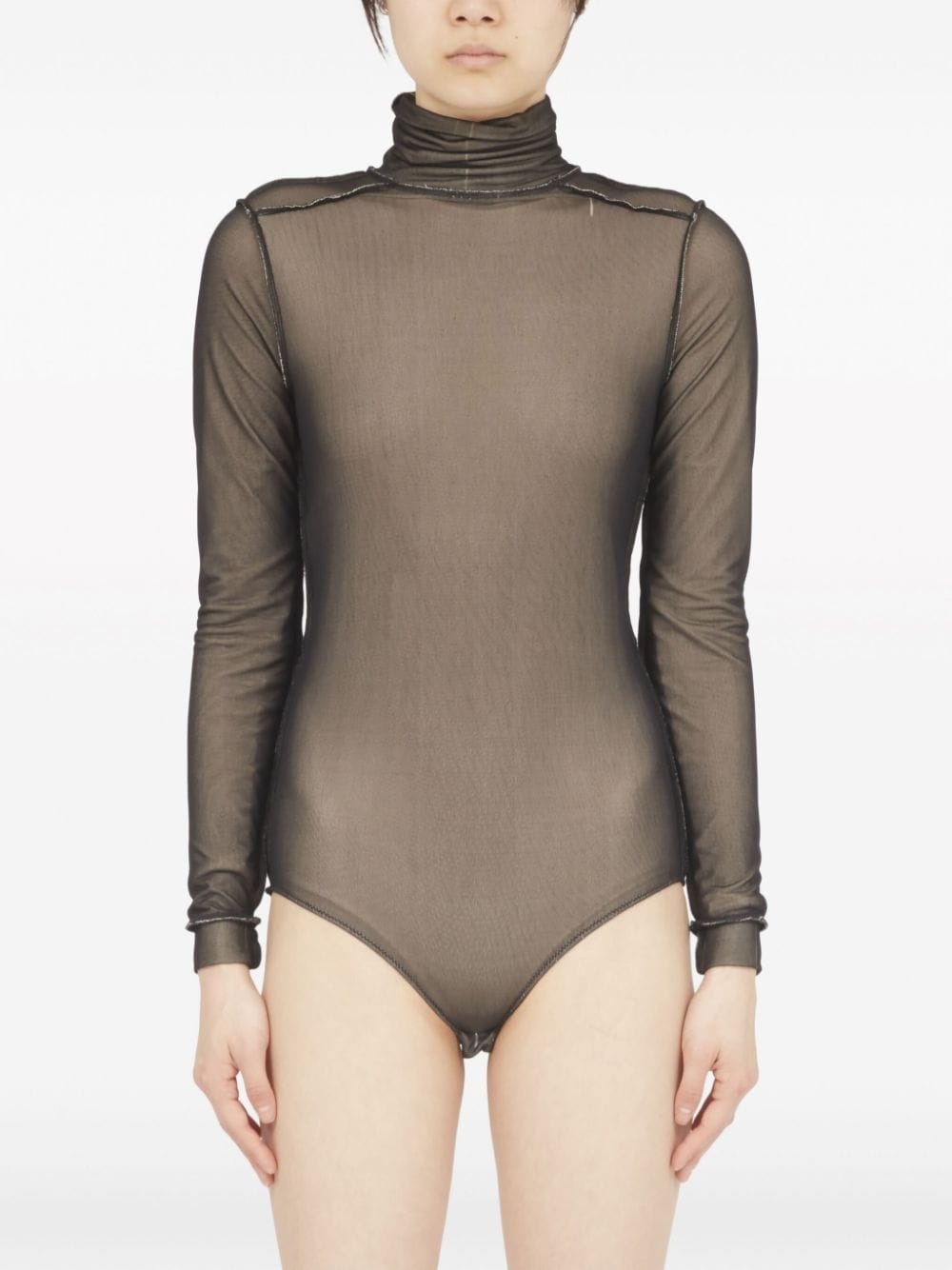 sheer long-sleeve jersey bodysuit - 3