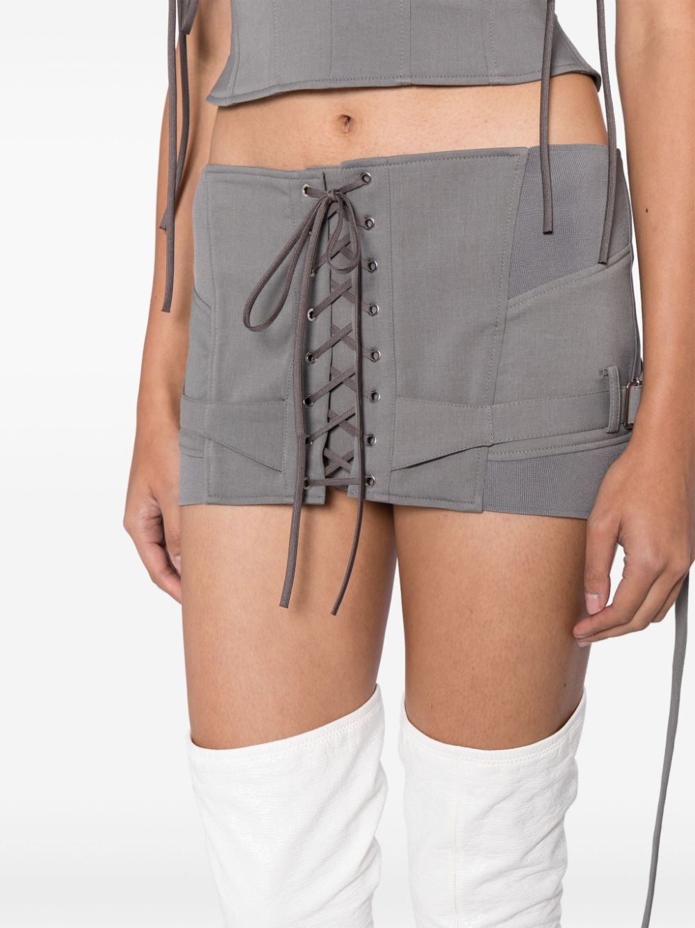 strap-detail lace-up miniskirt - 5