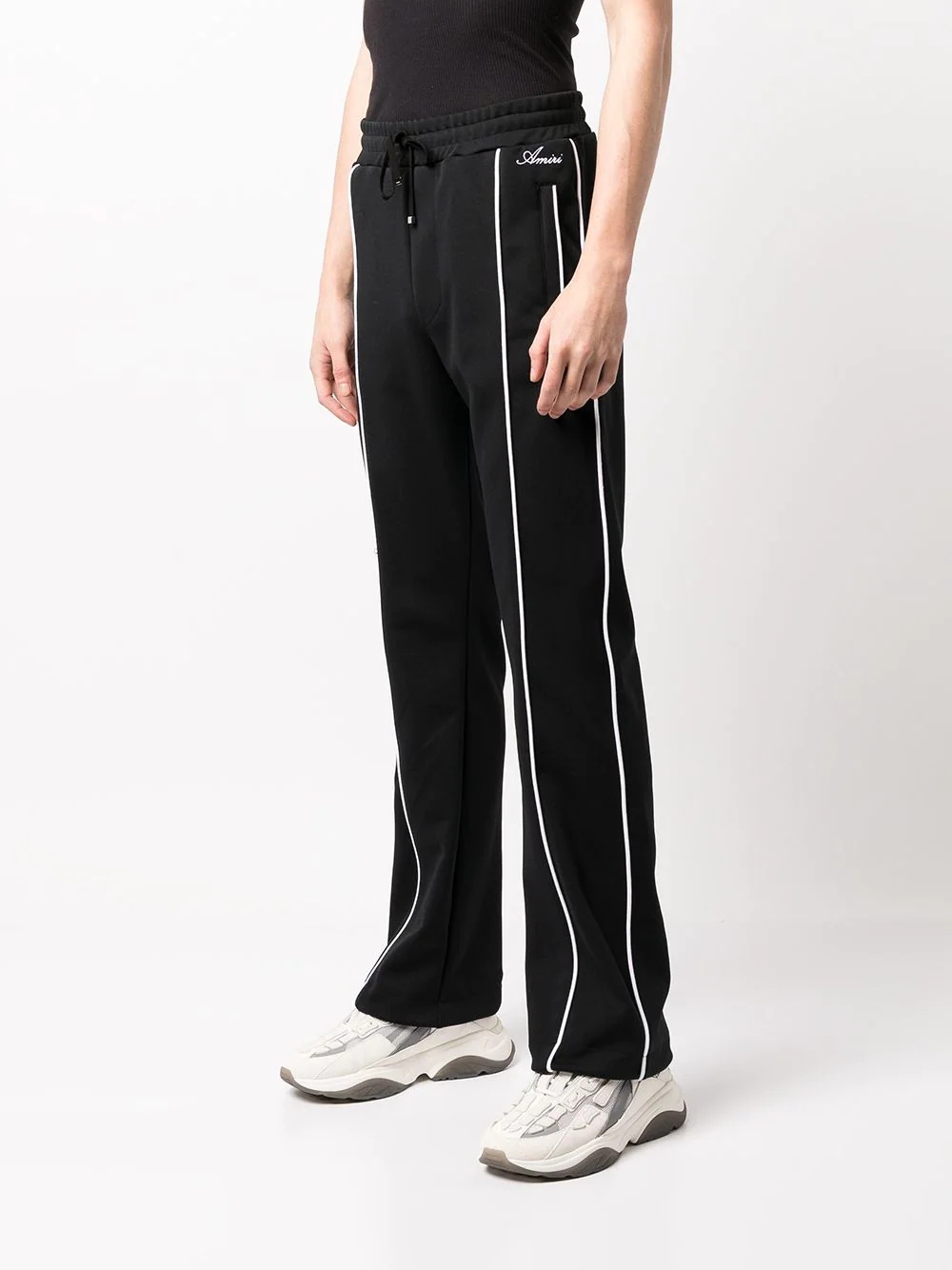 piped-trim cotton track trousers - 3