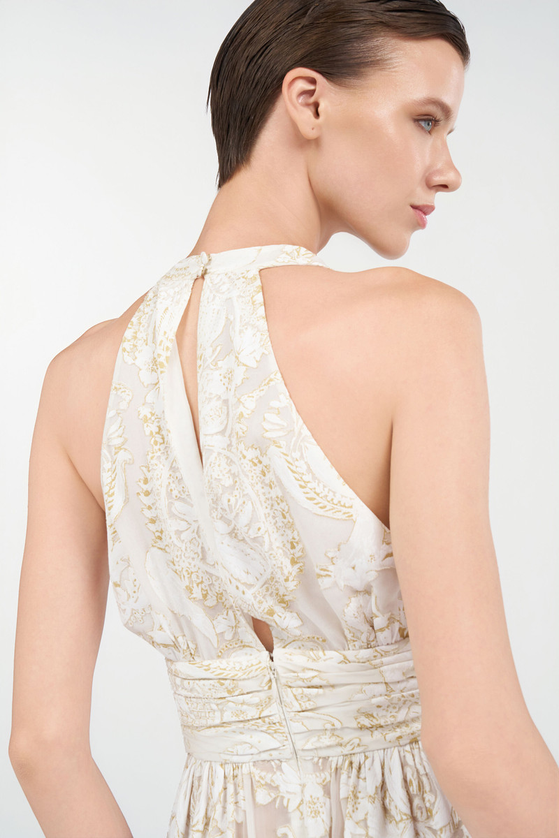 White Mini Dress with Ornamental Motif 7