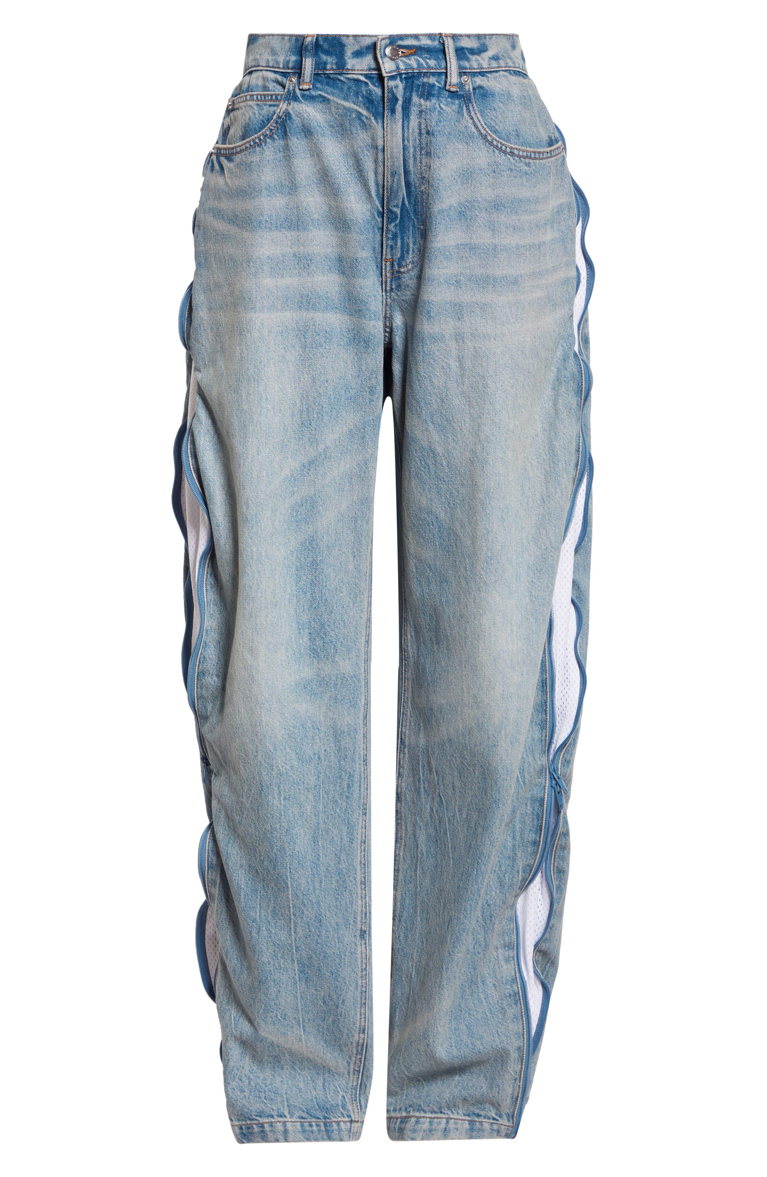Alexander Wang Mesh Insert Curved Leg Jeans in Vintage Bleach Blue at Nordstrom - 7