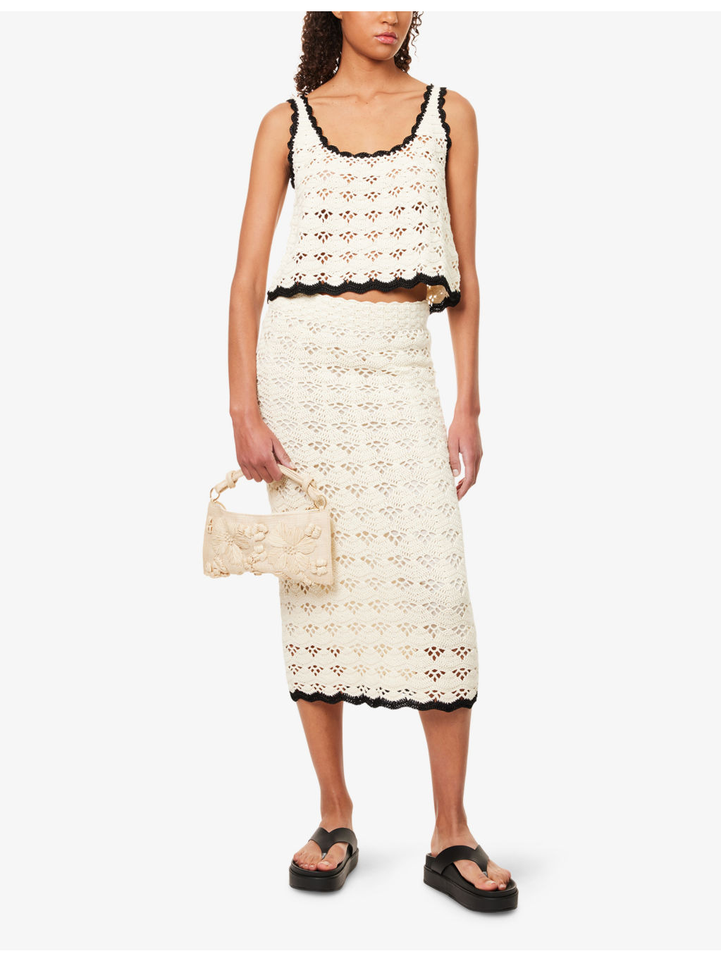 Rhiannon Cotton Crochet Knit Tank Top - 2