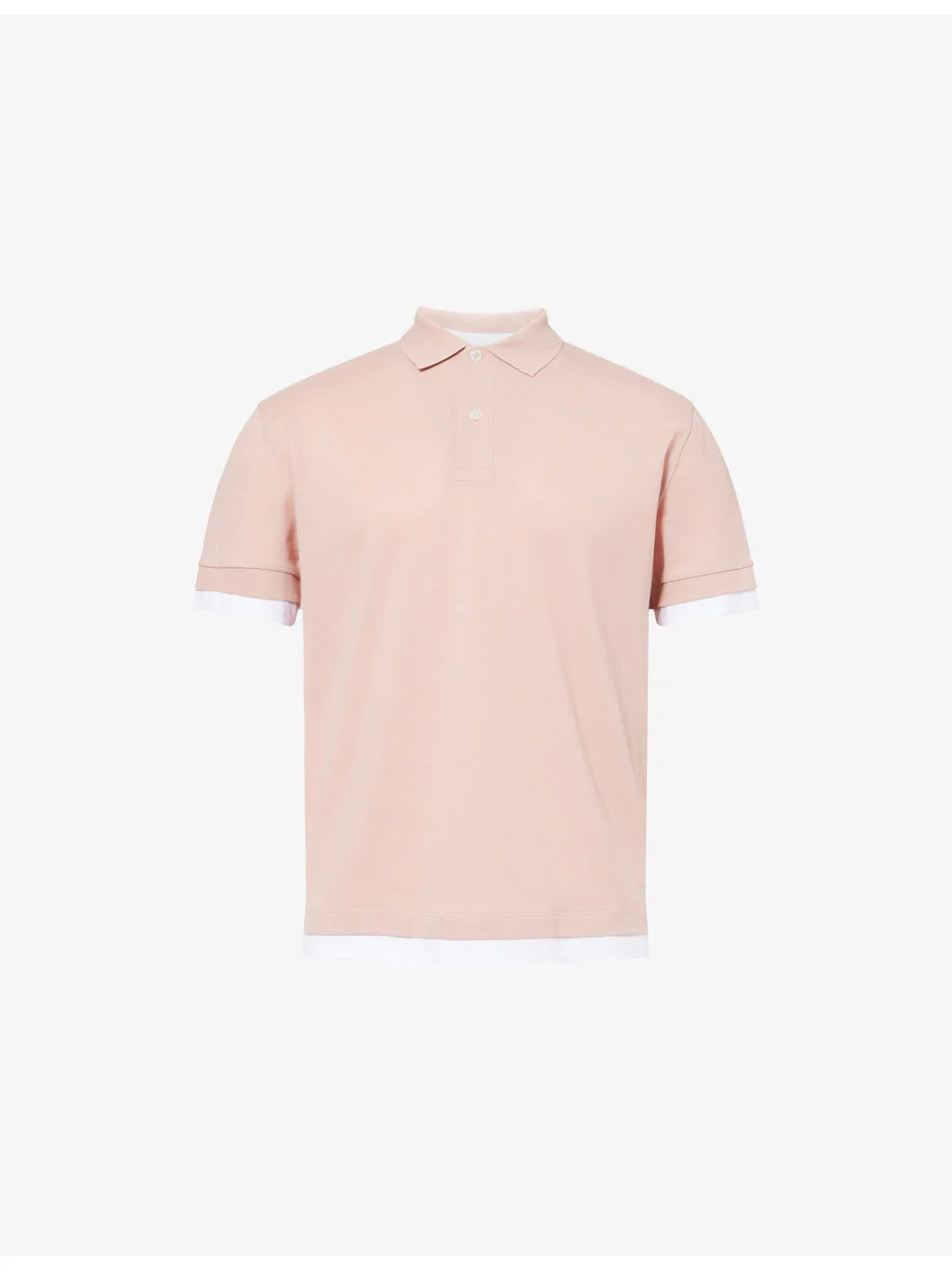 Double-Layer Collared Cotton Polo Top - 1