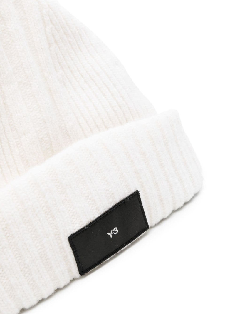 Y-3 logo-patch wool-blend beanie outlook