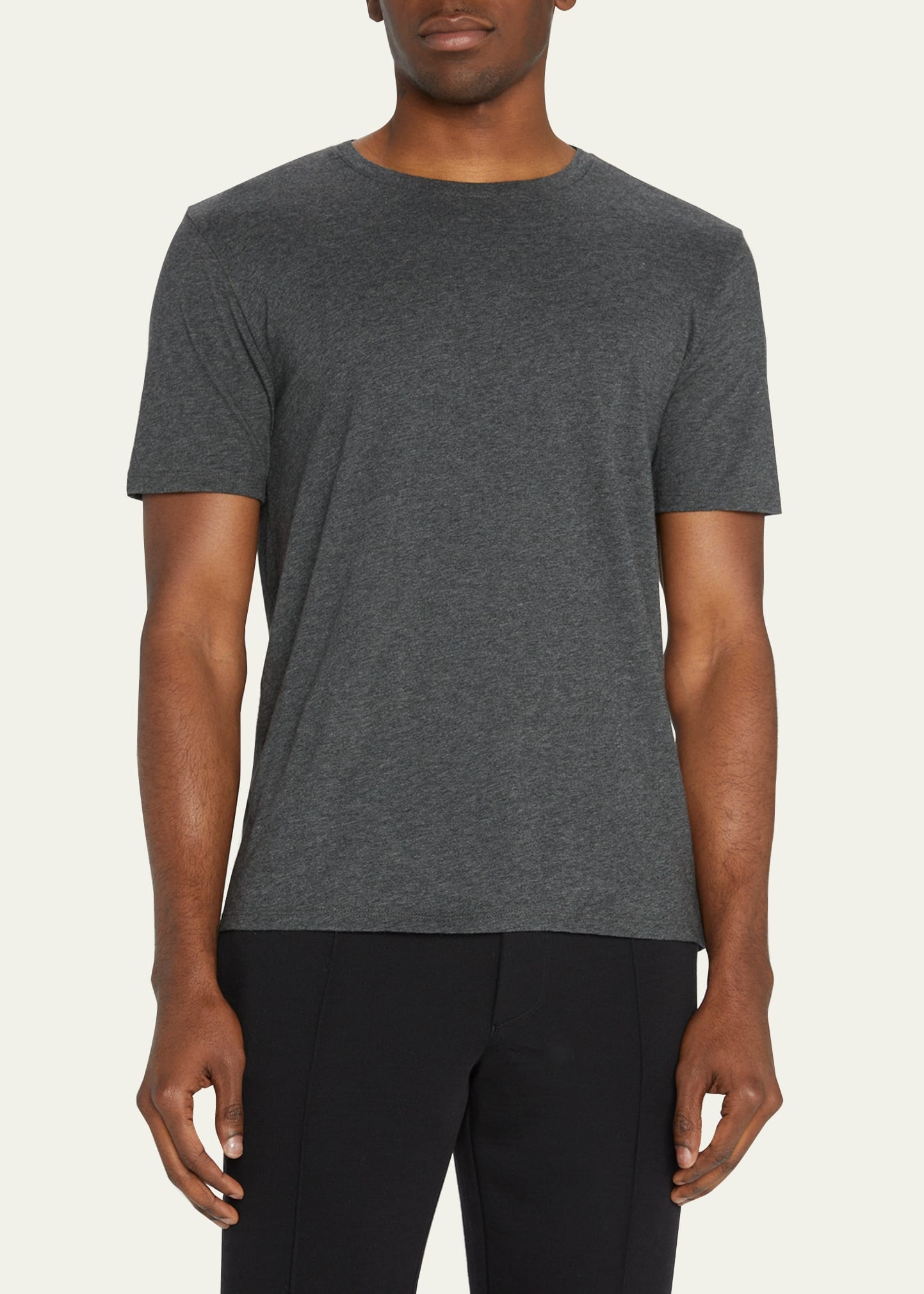 Men's Short-Sleeve Pima Crewneck Jersey T-Shirt, Black - 4