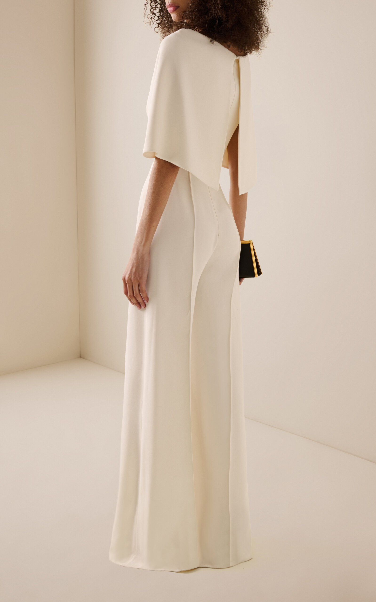 Cape-Sleeve Cady Jumpsuit white - 4
