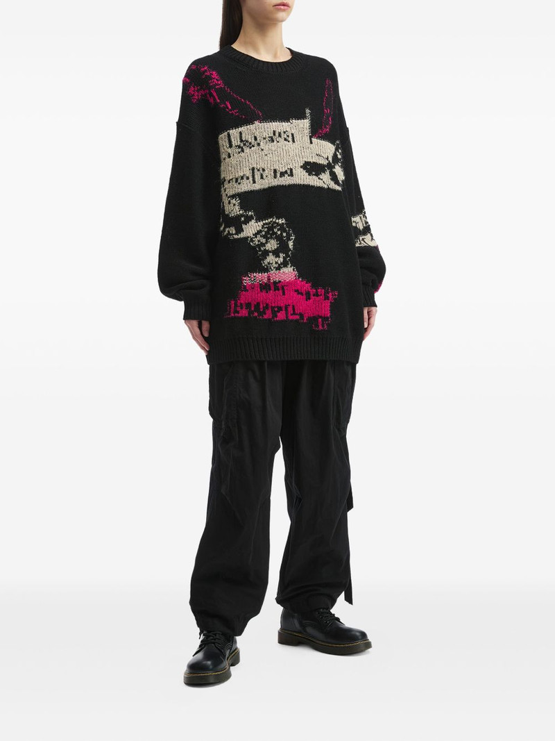 Y's intarsia-pattern wool sweater outlook