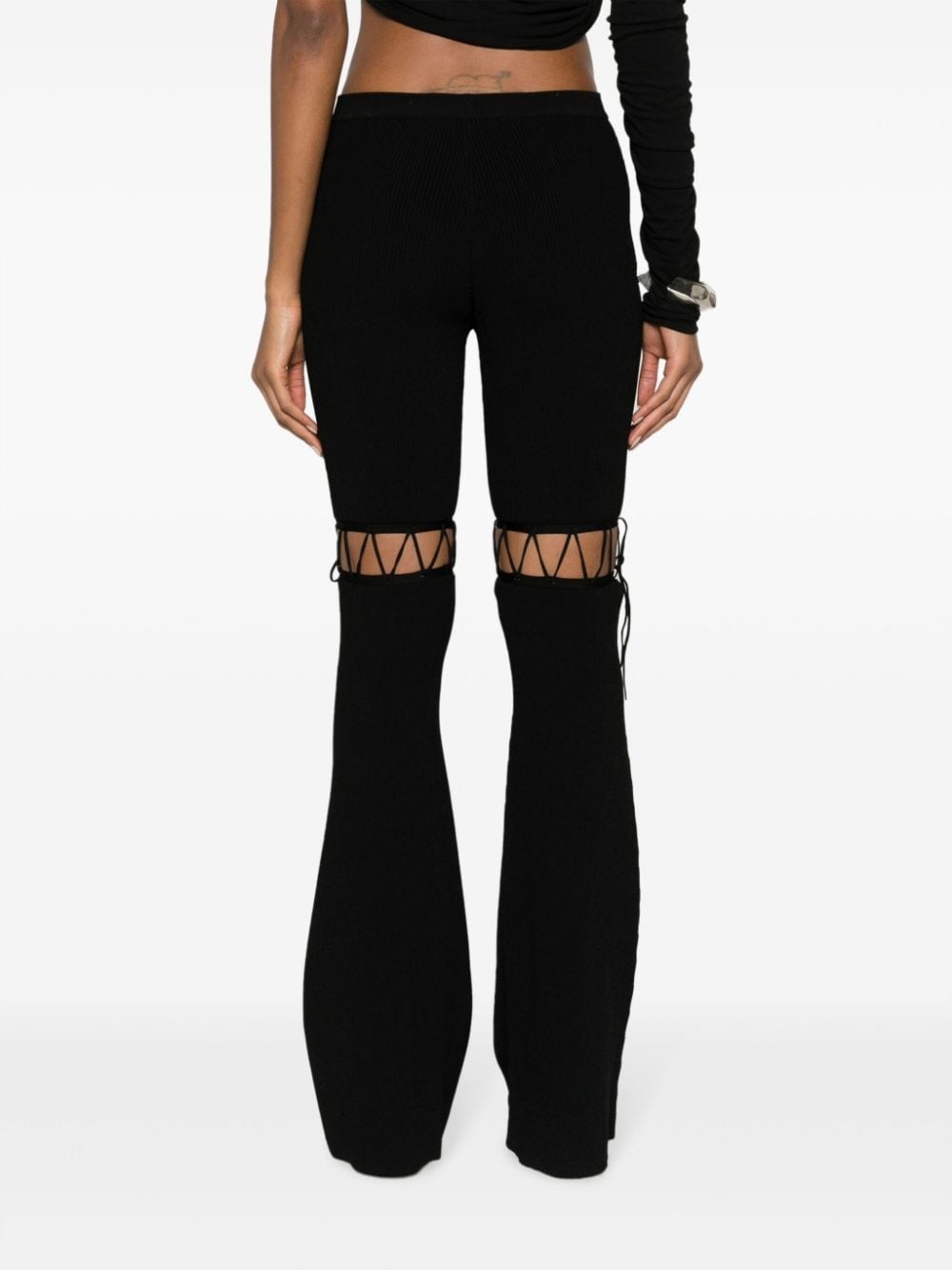 lace-up ribbed trousers - 4