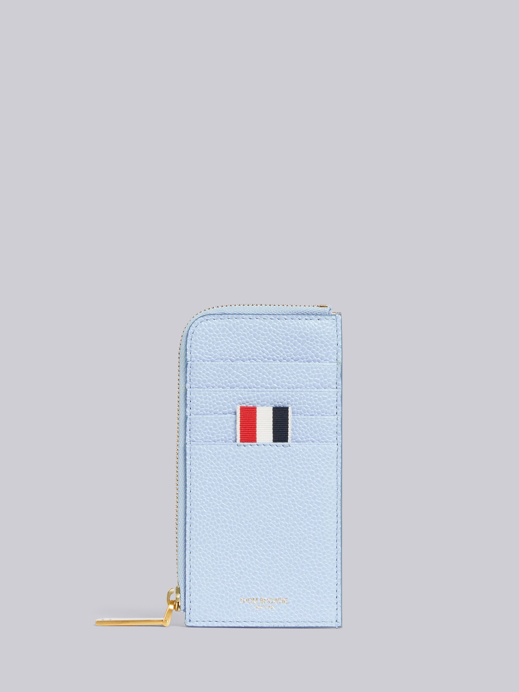 Light Blue Pebbled Half-Zip Around Wallet - 1