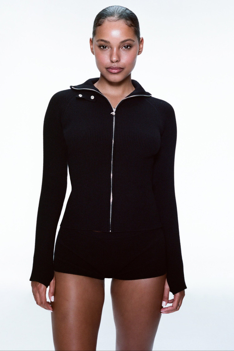 LENA ZIP UP HOODIE - BLACK 1