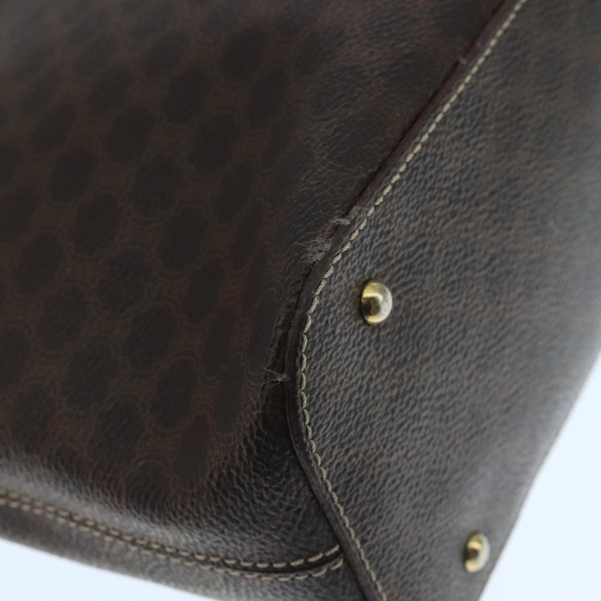 CELINE Macadam Canvas Hand Bag Pvc Leather Brown Gold - 8