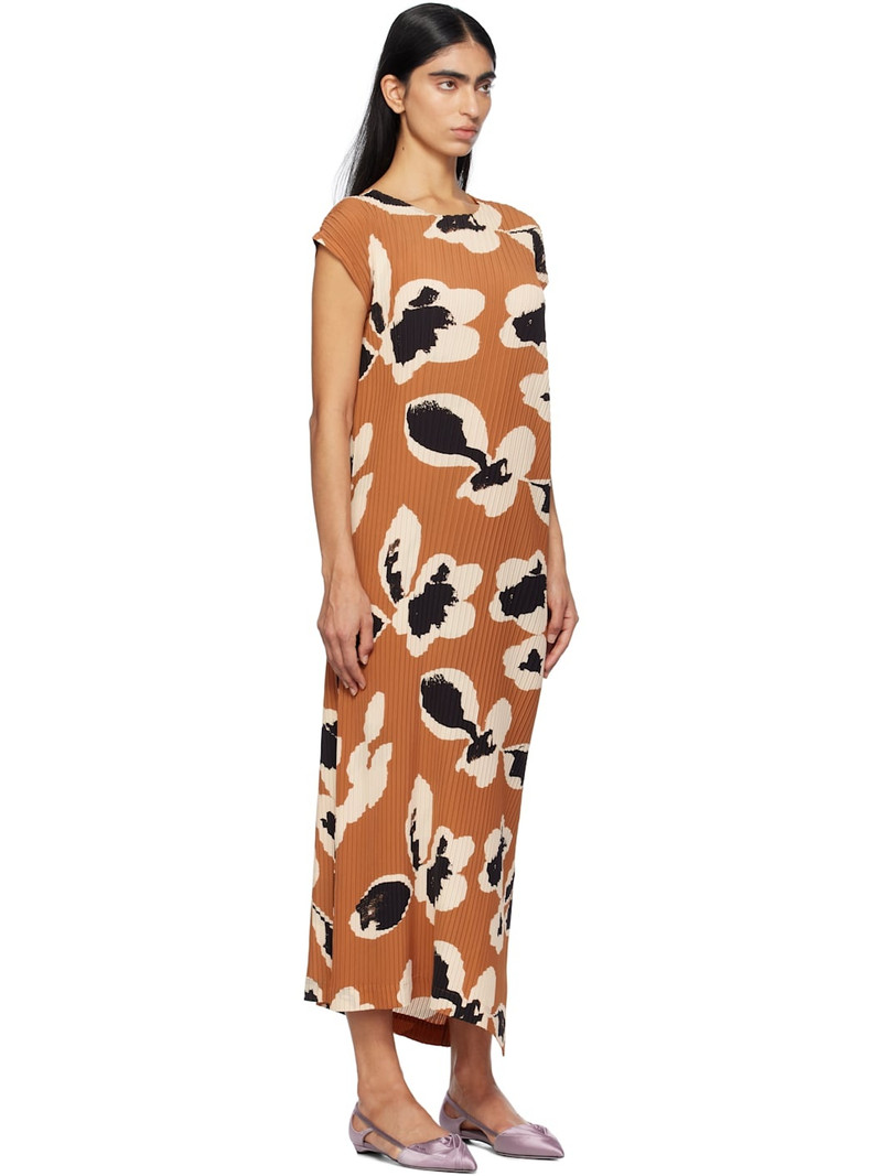 Brown Vigor Pleats Maxi Dress 2