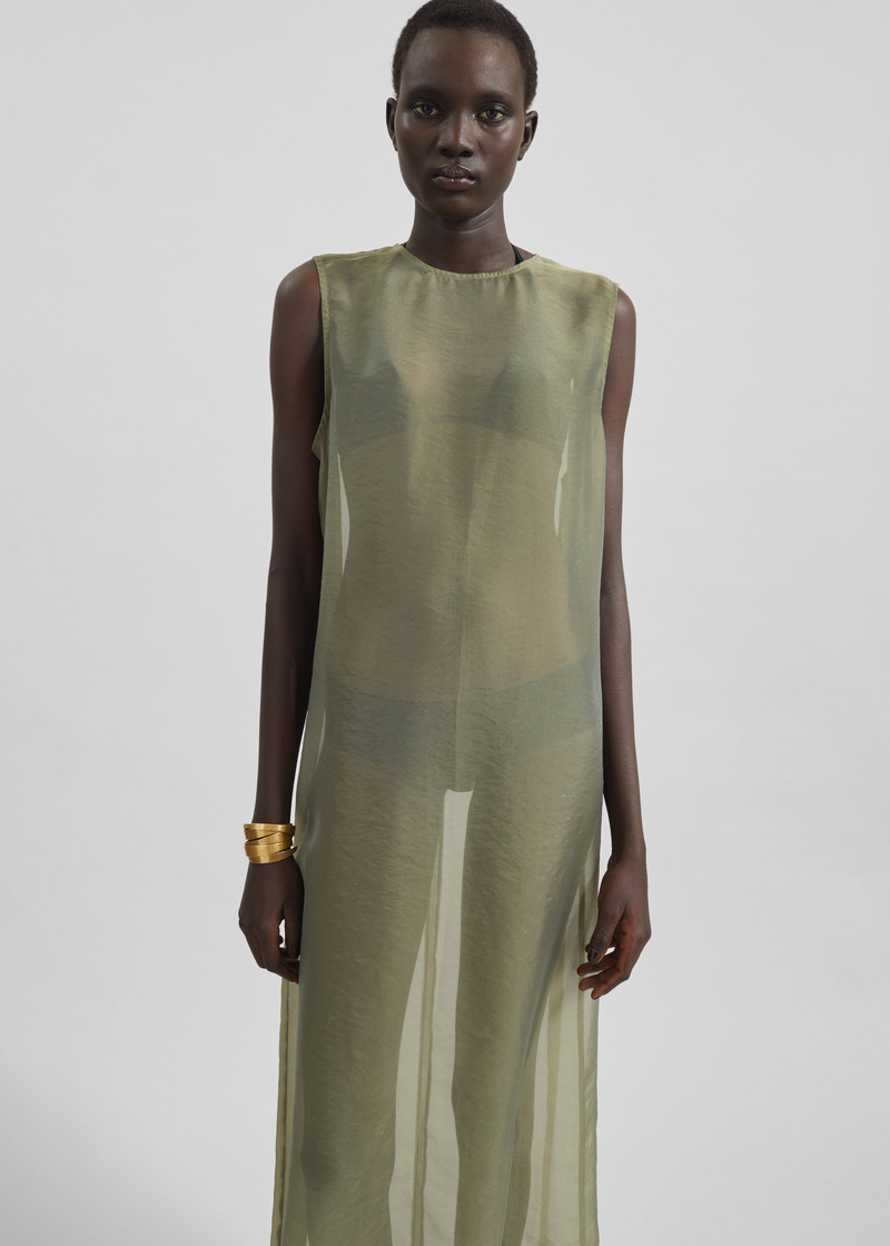 Corindi Sheer Organza Dress - Olive 3