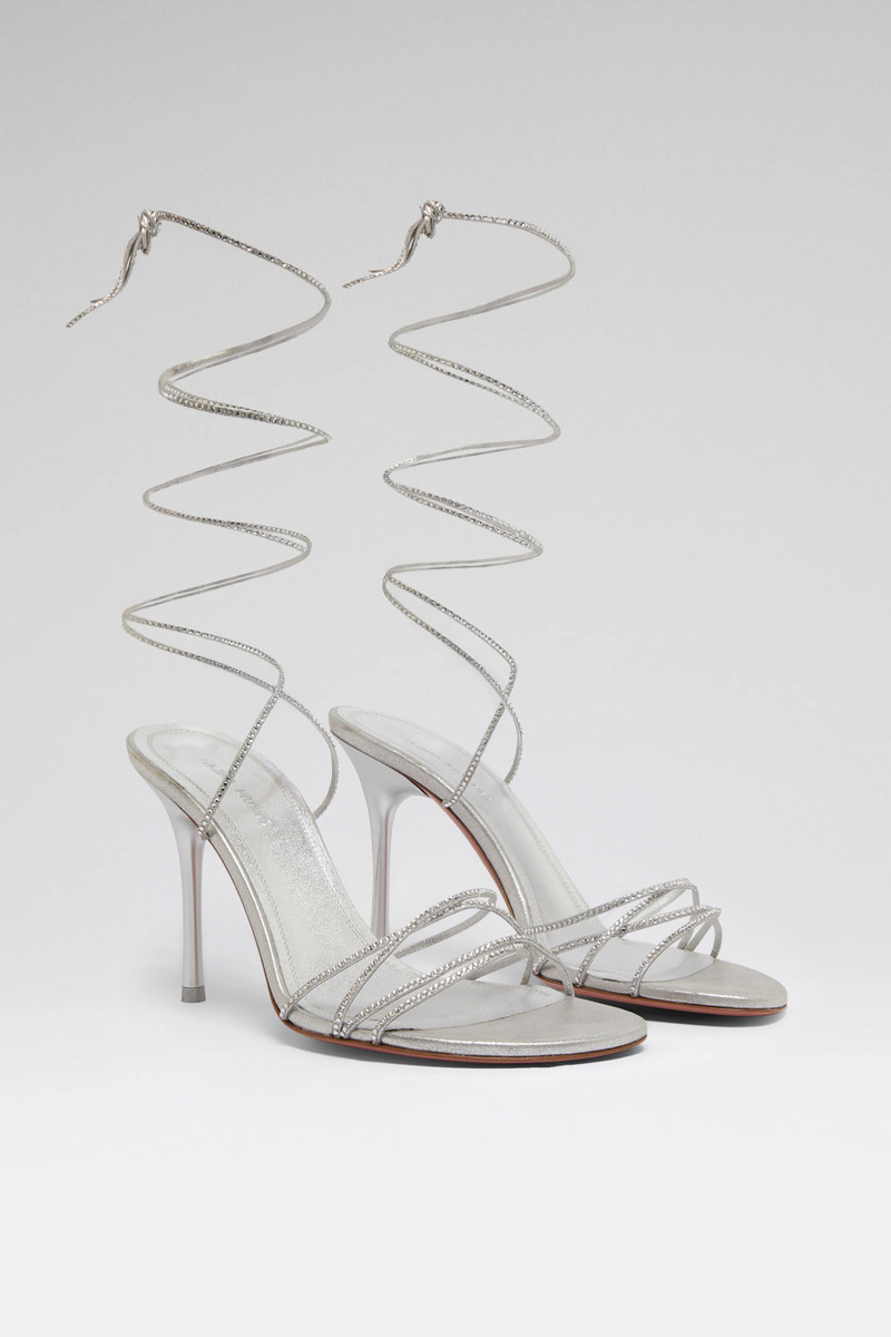 LORI CRYSTAL LACE UP 95 SILVER SUEDE AND WHITE CRYSTALS 4