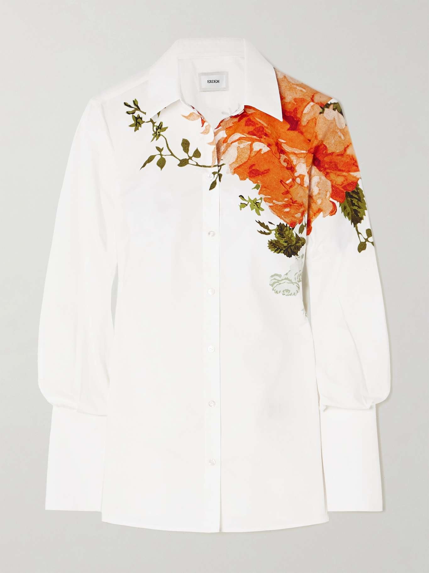 Floral-print cotton-poplin shirt - 1
