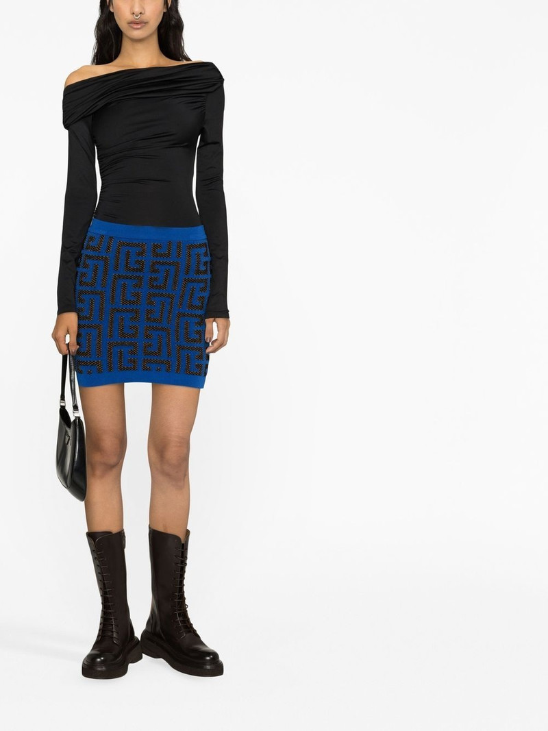 Balmain monogram-pattern miniskirt outlook