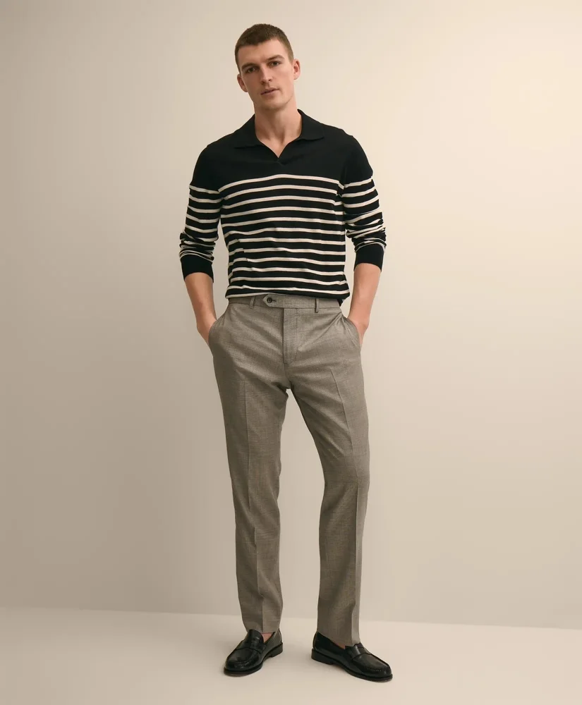Classic Fit Wool Blend Plain Front 1818 Trousers - 1