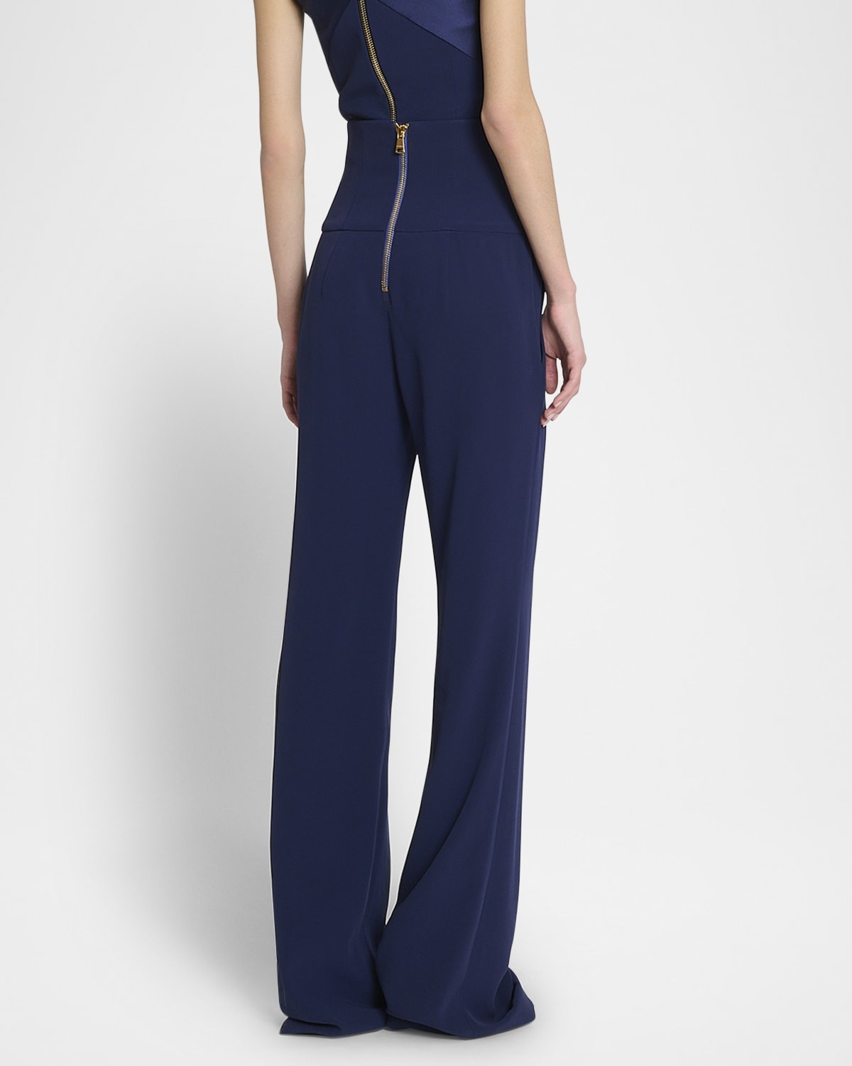 High-Rise Buttoned Wide-Leg Crepe Pants - 6