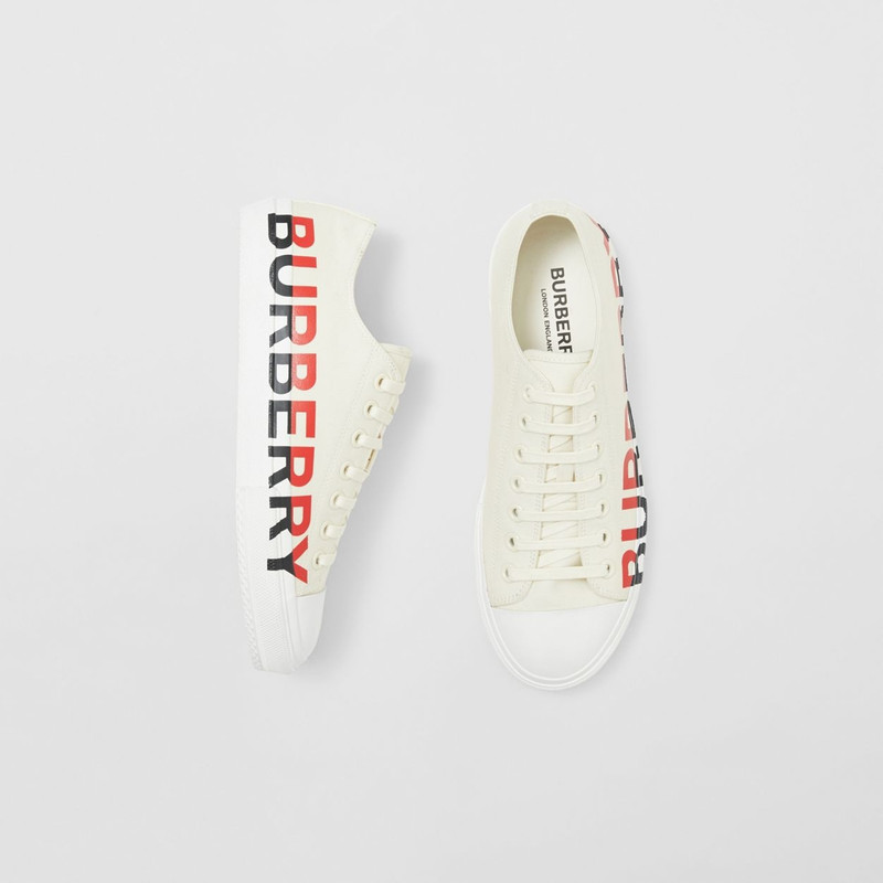 Burberry Logo Print Tri-tone Cotton Canvas Sneakers outlook