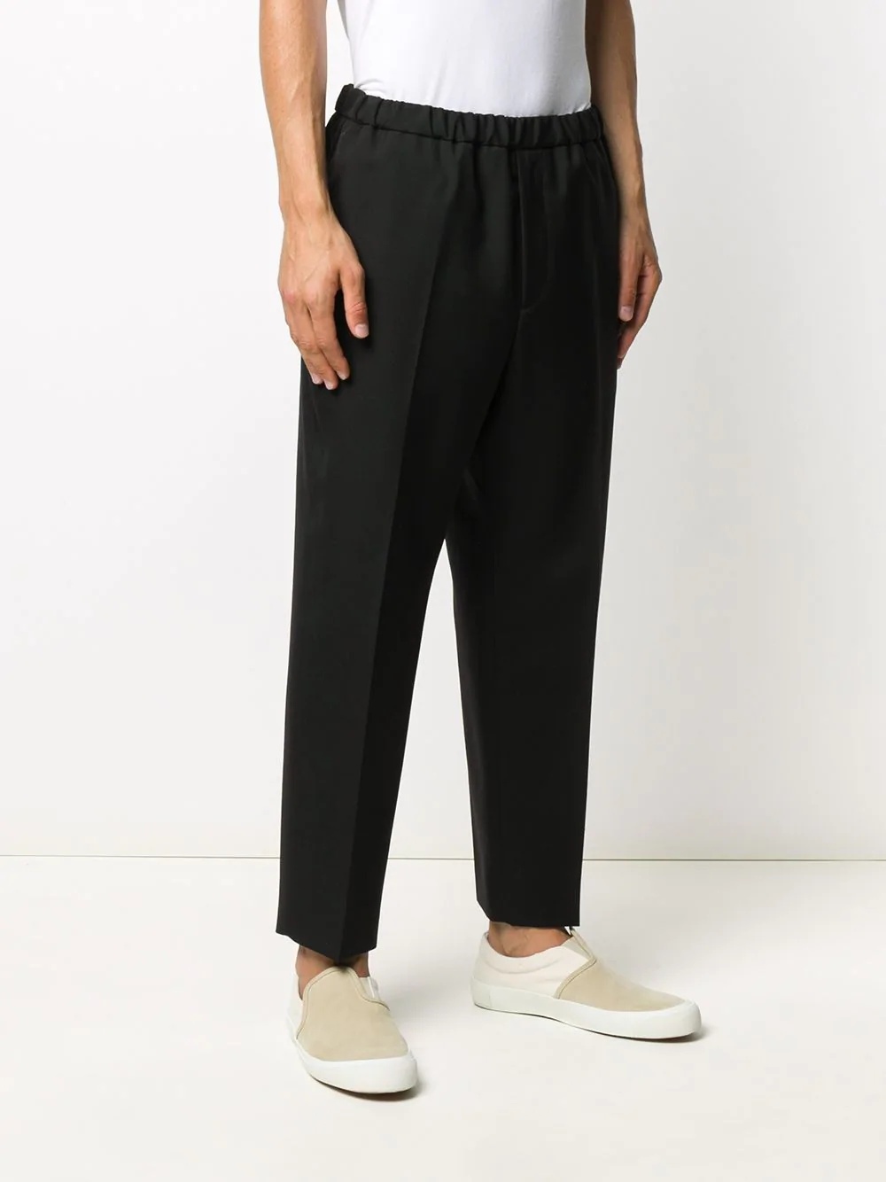 elasticated-waist straight trousers - 3