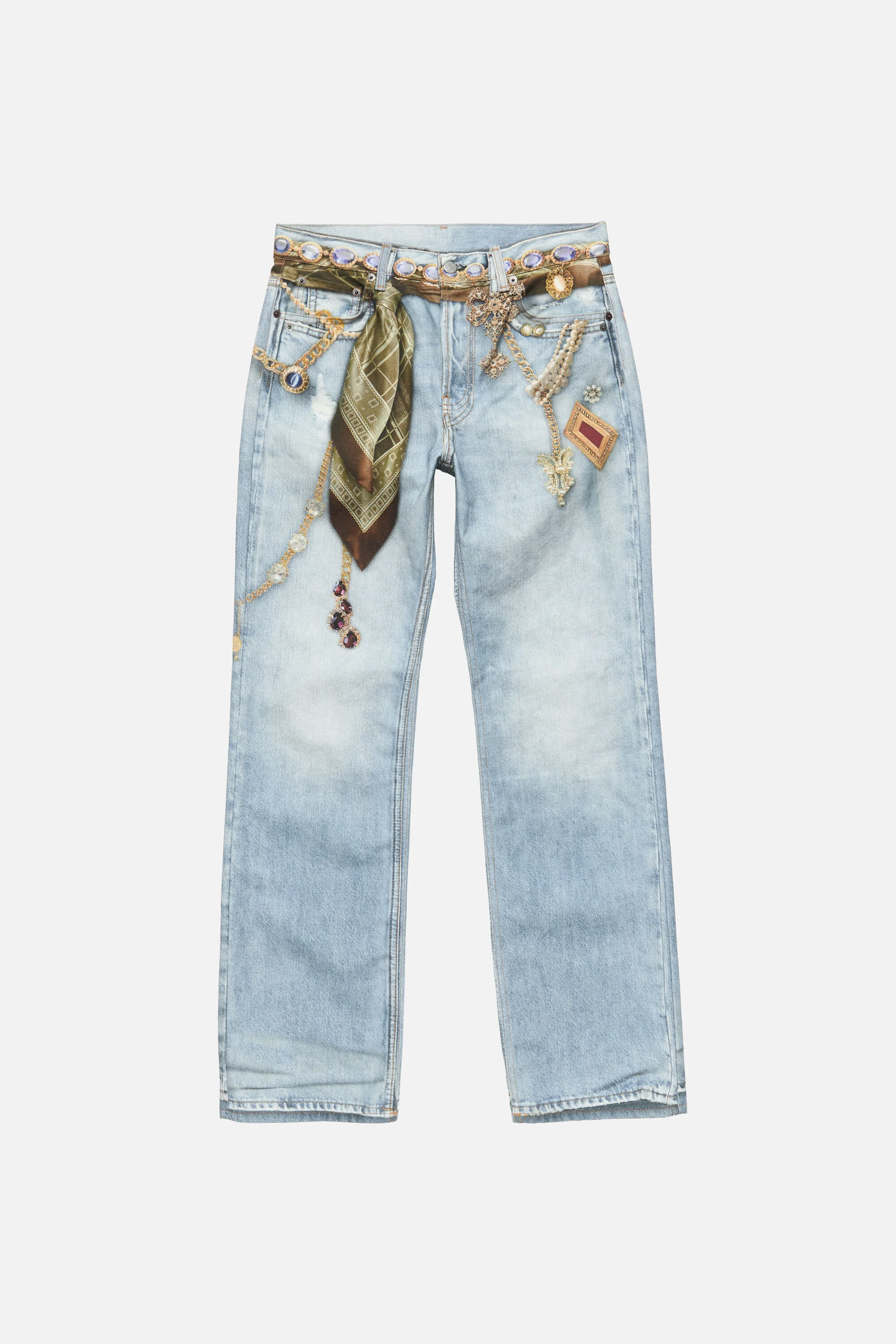 Trompe-l'œil jewellery jeans - Light blue - 1