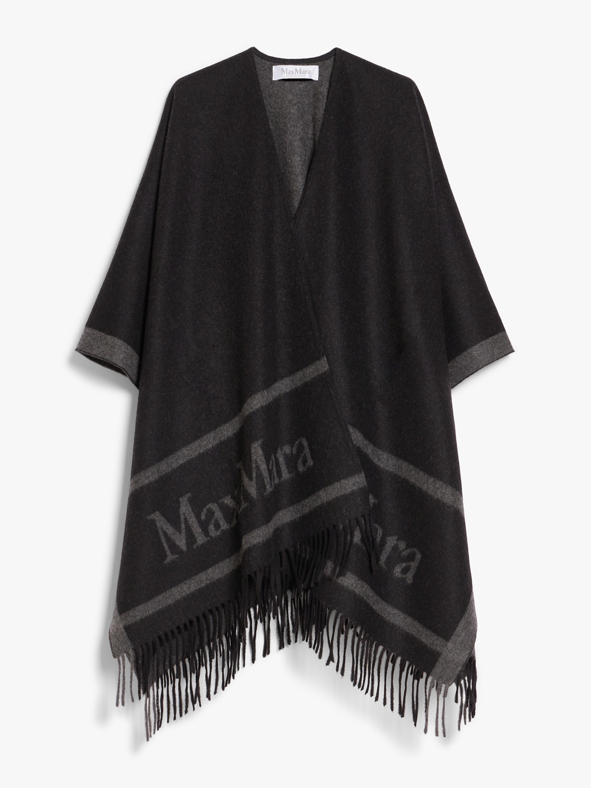 HILDE Jacquard logo-decorated wool poncho - 1