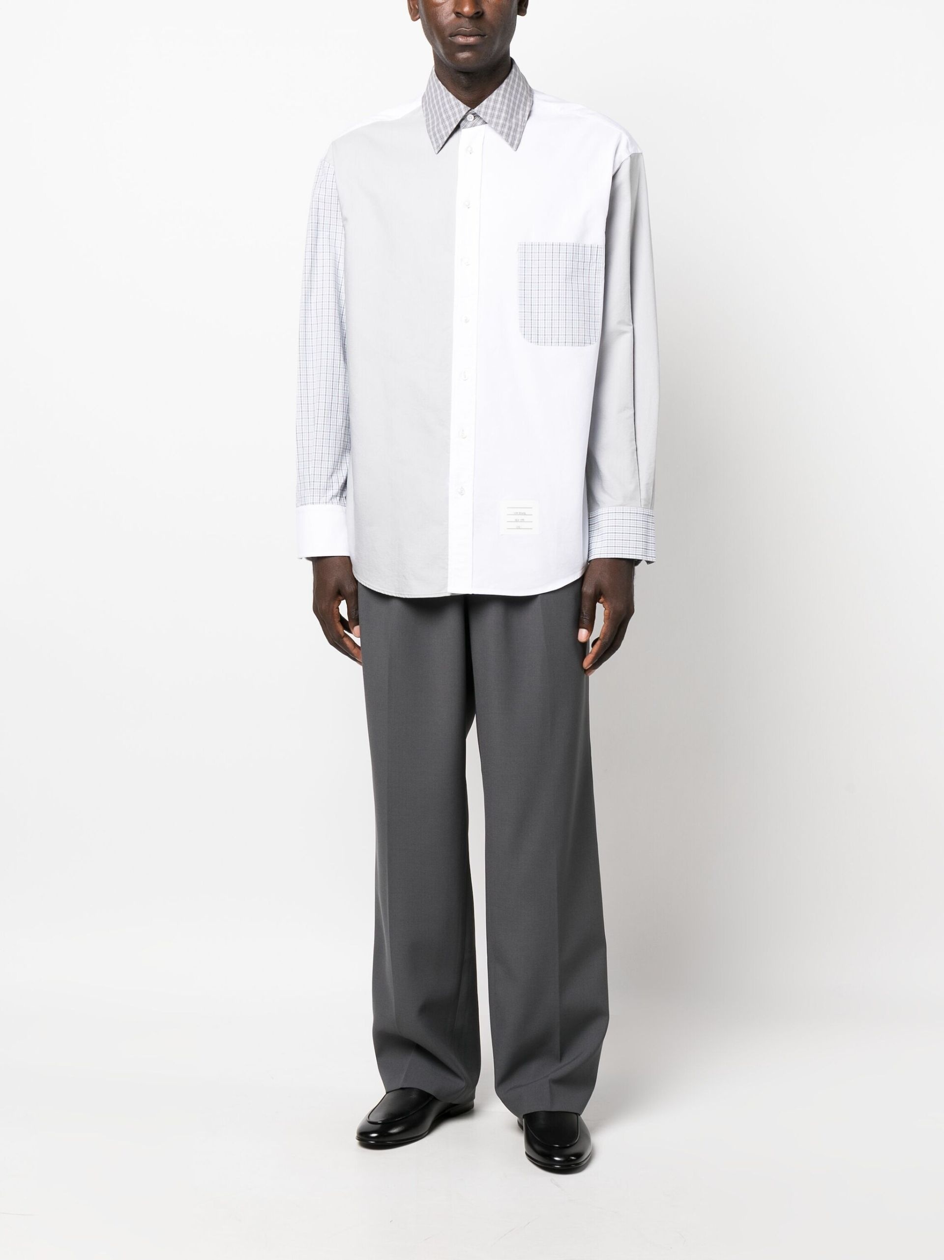White Panelled Cotton Shirt - 2