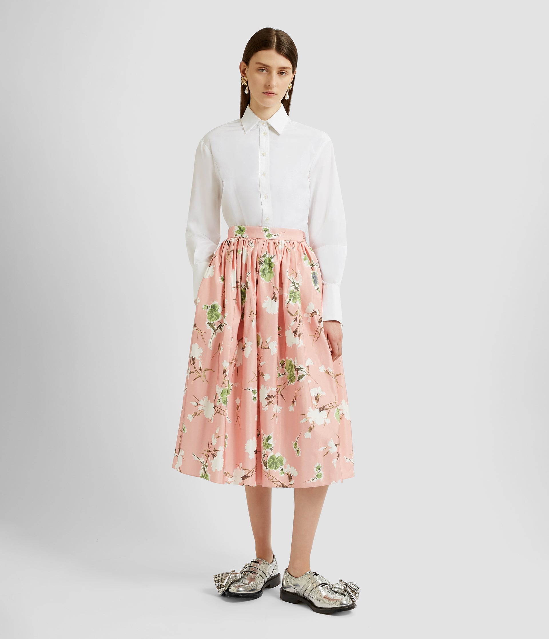 GATHERED MIDI SKIRT - 4